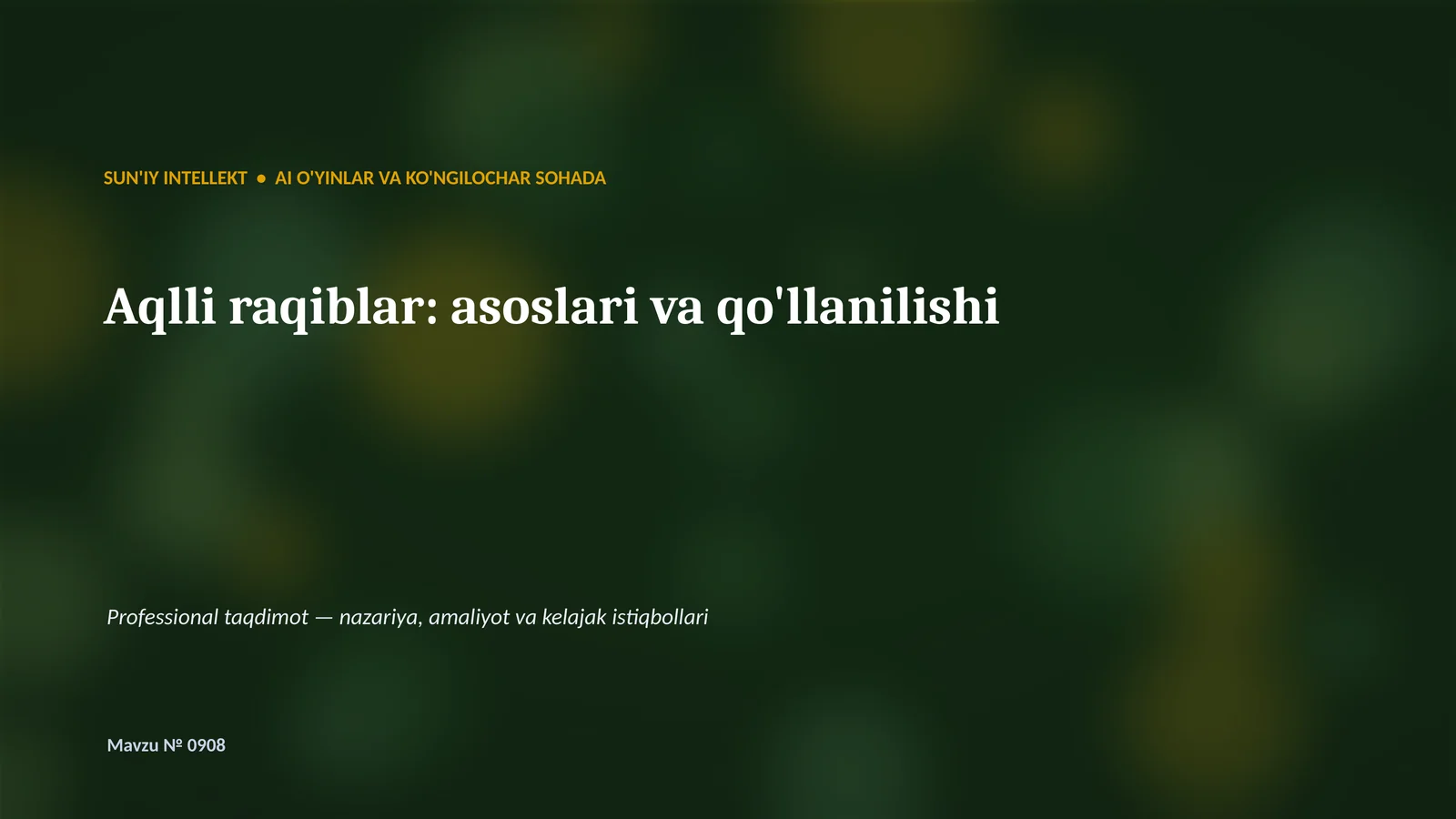 Professional taqdimot — nazariya, amaliyot va kelajak istiqbollari