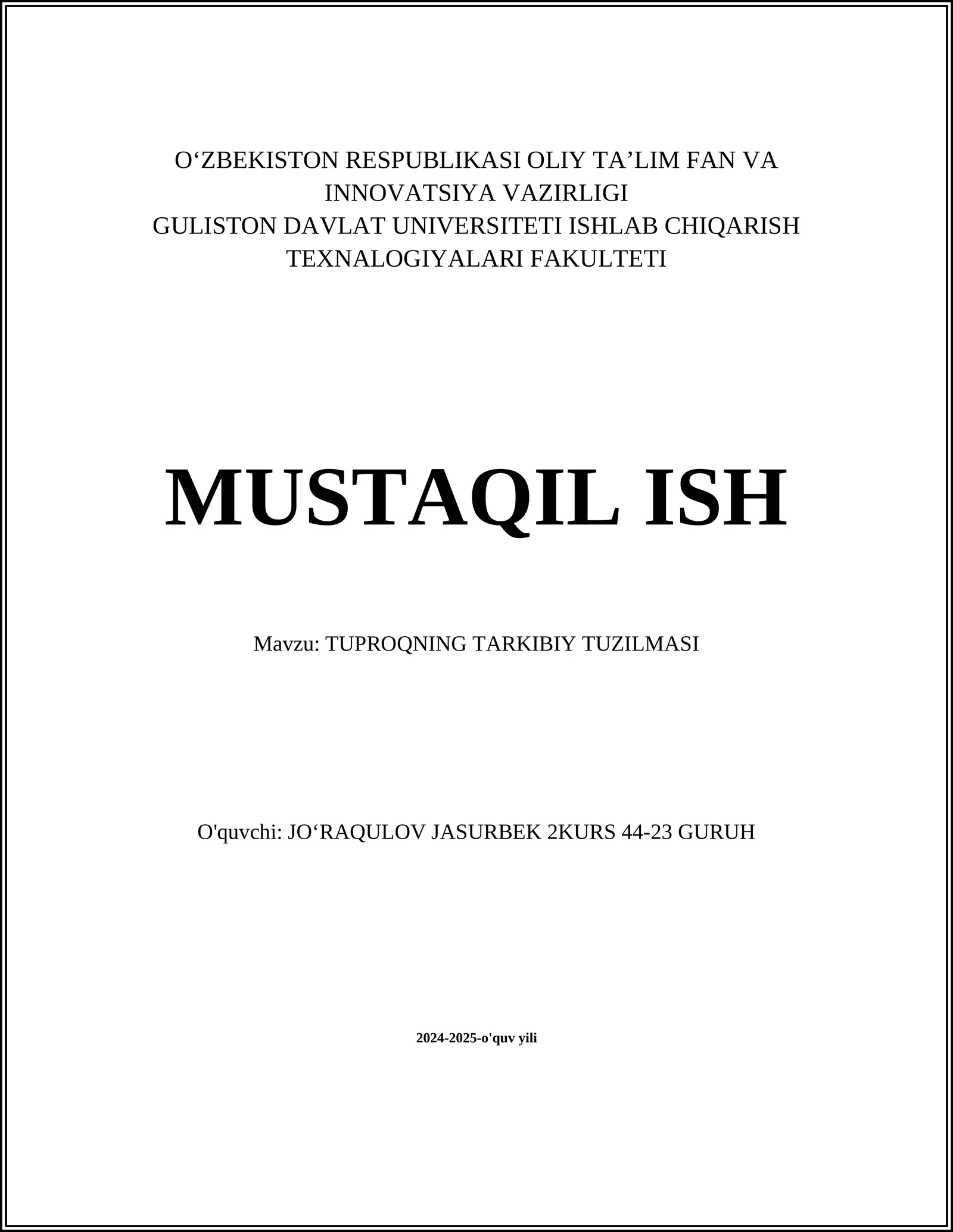 TUPROQNING TARKIBIY TUZILMASI