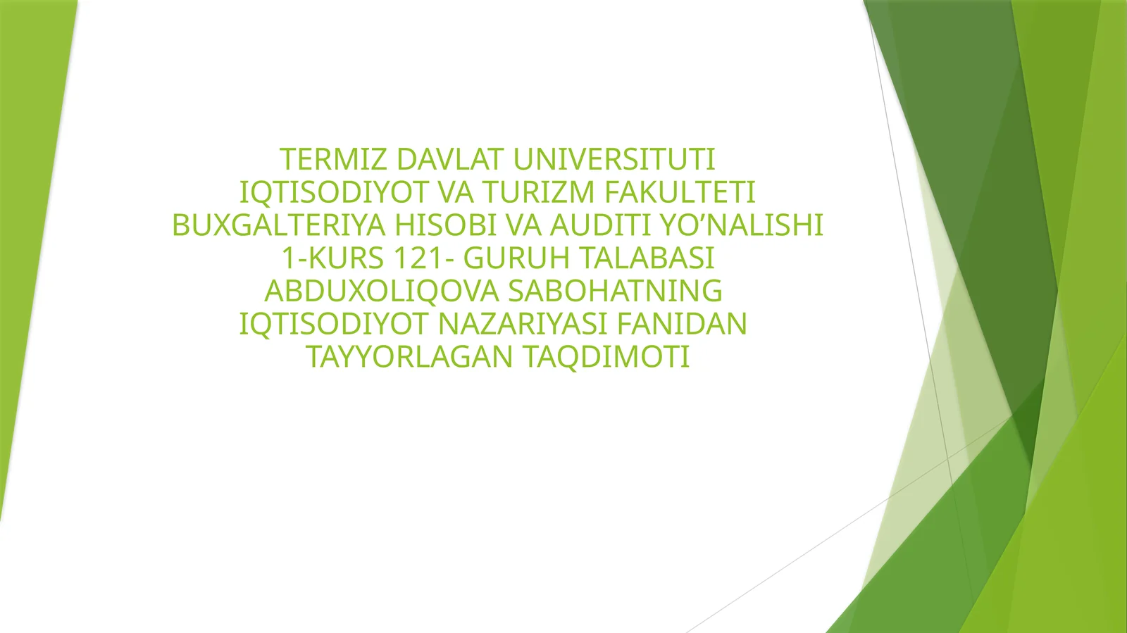 INVESTITSIYALAR VA INVESTORLAR