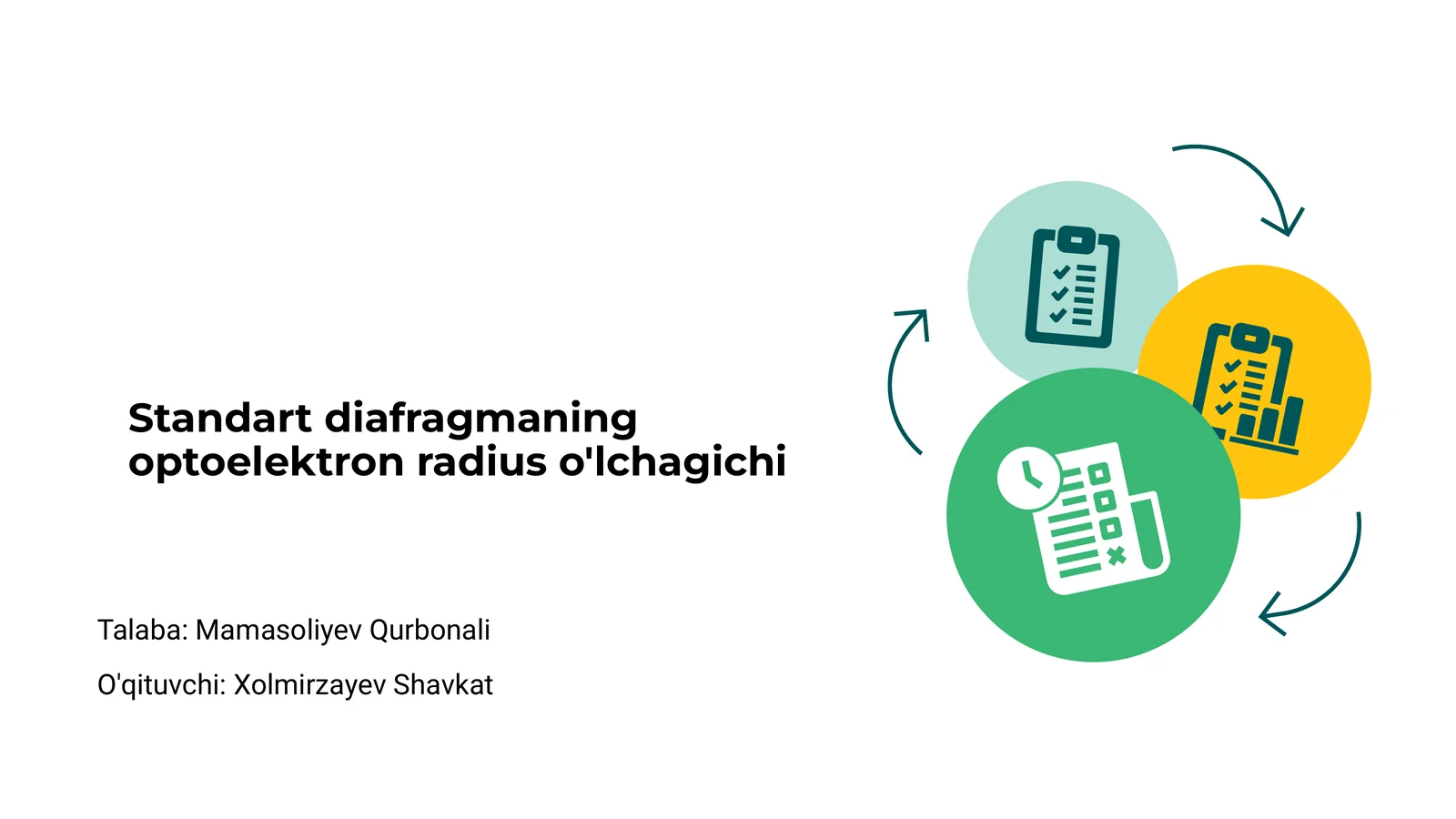 Standart diafragmaning optoelektron radius o'lchagichi