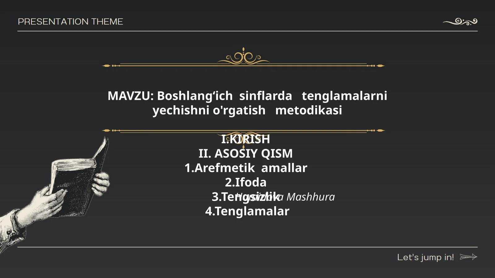 Boshlang‘ich sinflarda tenglamalarni yechishni o'rgatish metodikasi