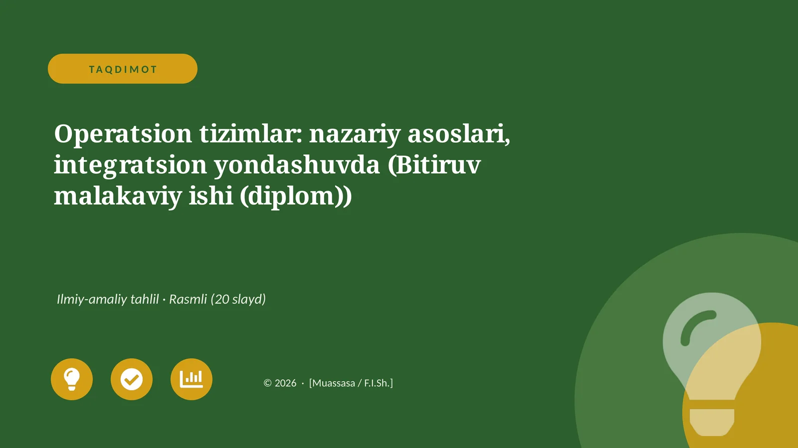Operatsion tizimlar: nazariy asoslari, integratsion yondashuvda (Bitiruv malakaviy ishi (diplom))