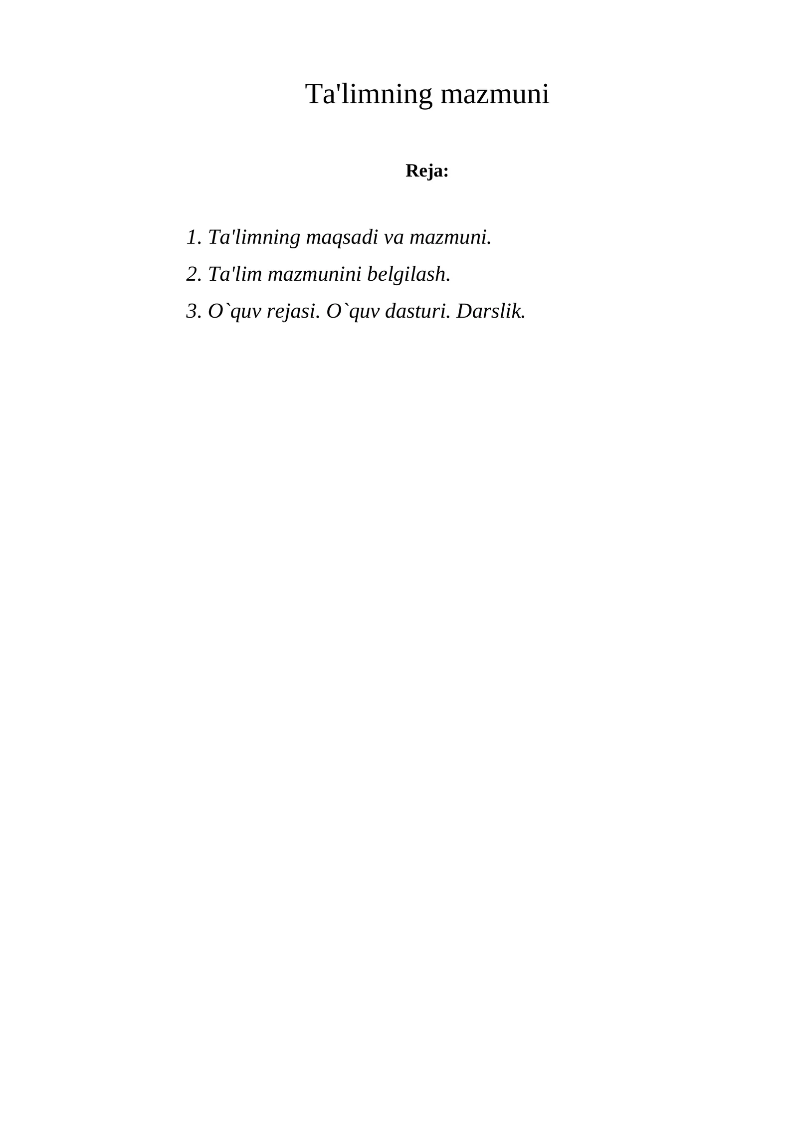 Ta'limning mazmuni