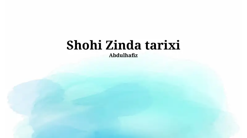 Shohi Zinda tarixi