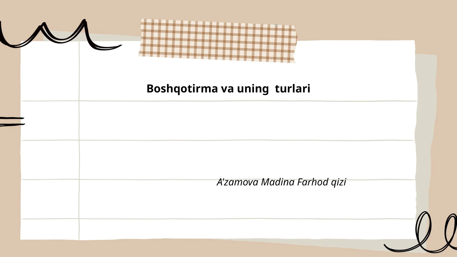 Boshqotirma va uning turlari