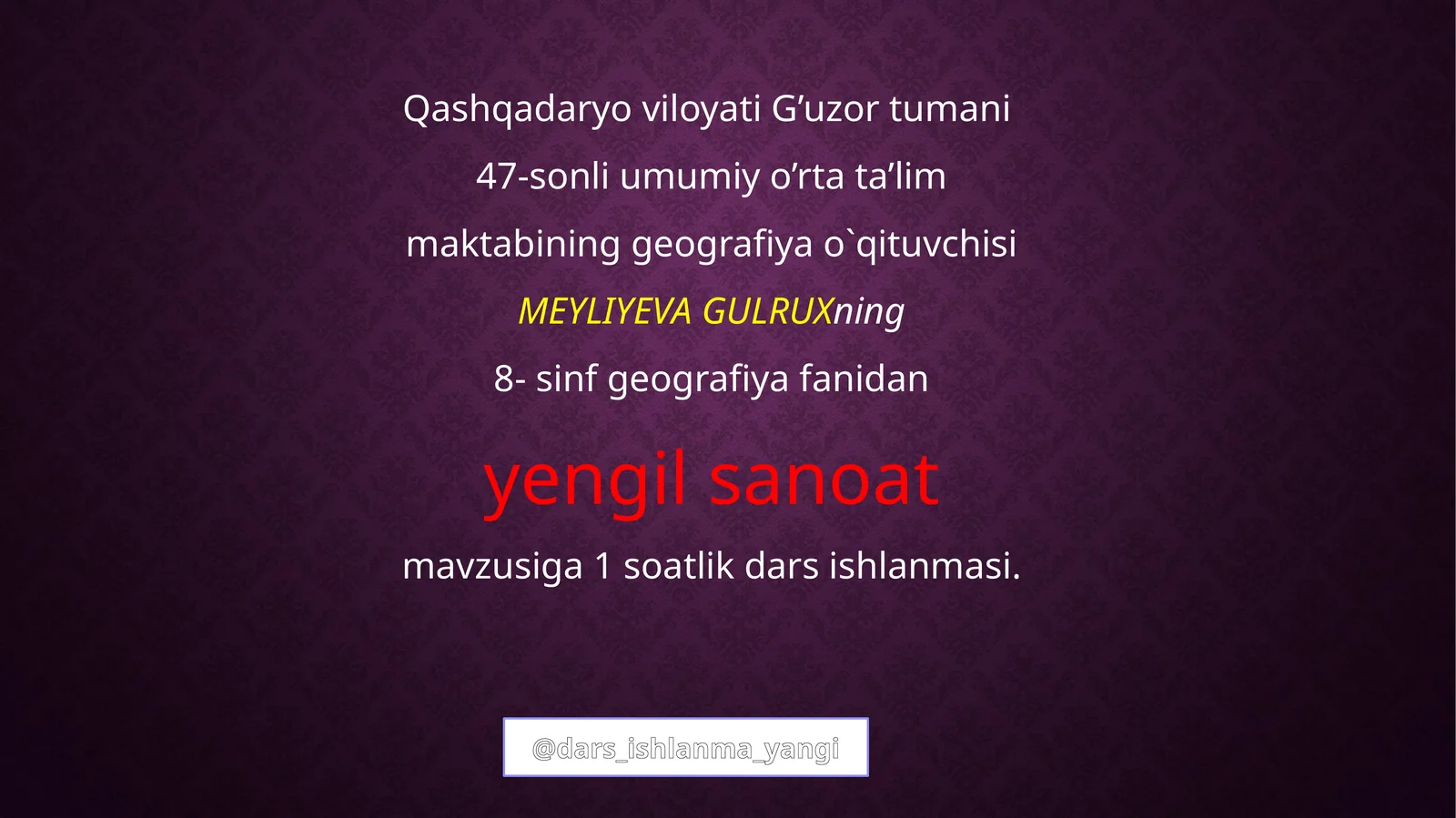 8-sinf geografiya fanidan Yengil sanoat mavzusi