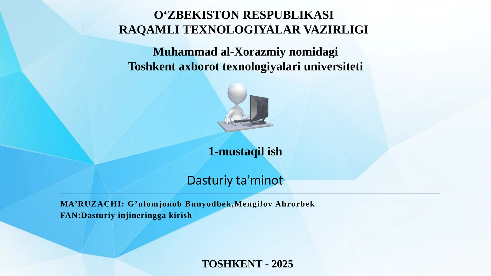 Dasturiy ta'minotning asosiy tushunchalari