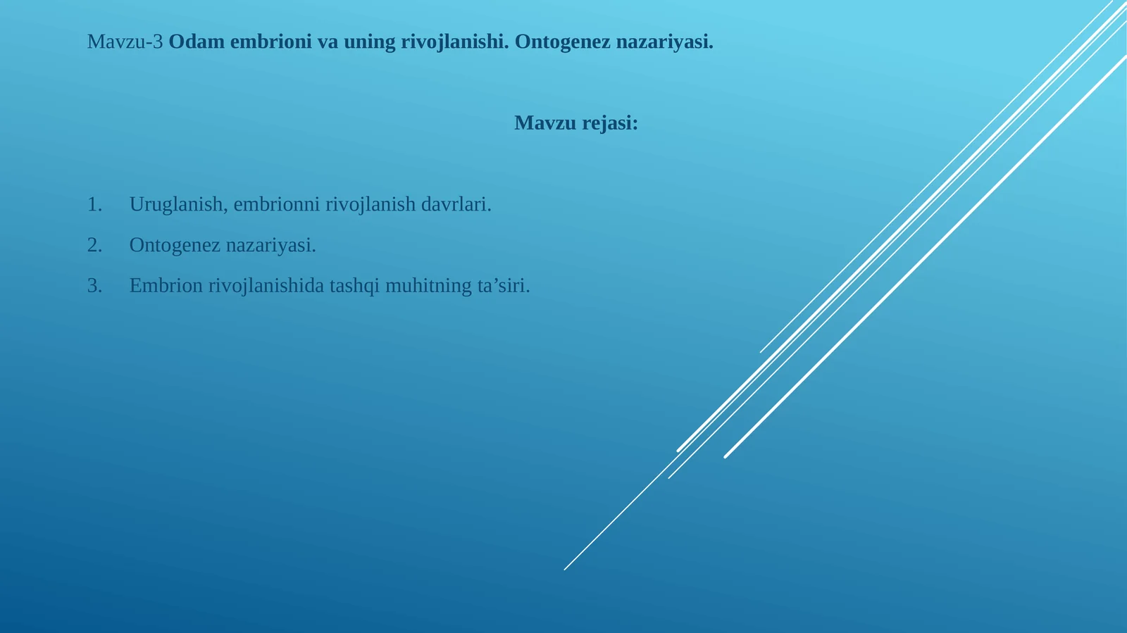 Одам embrionining rivojlanishi