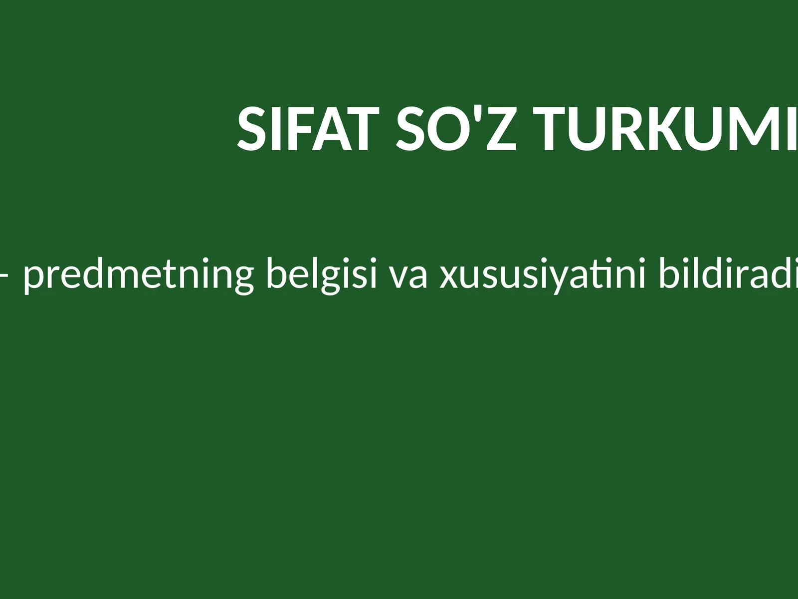 Sifat soz turkumlari