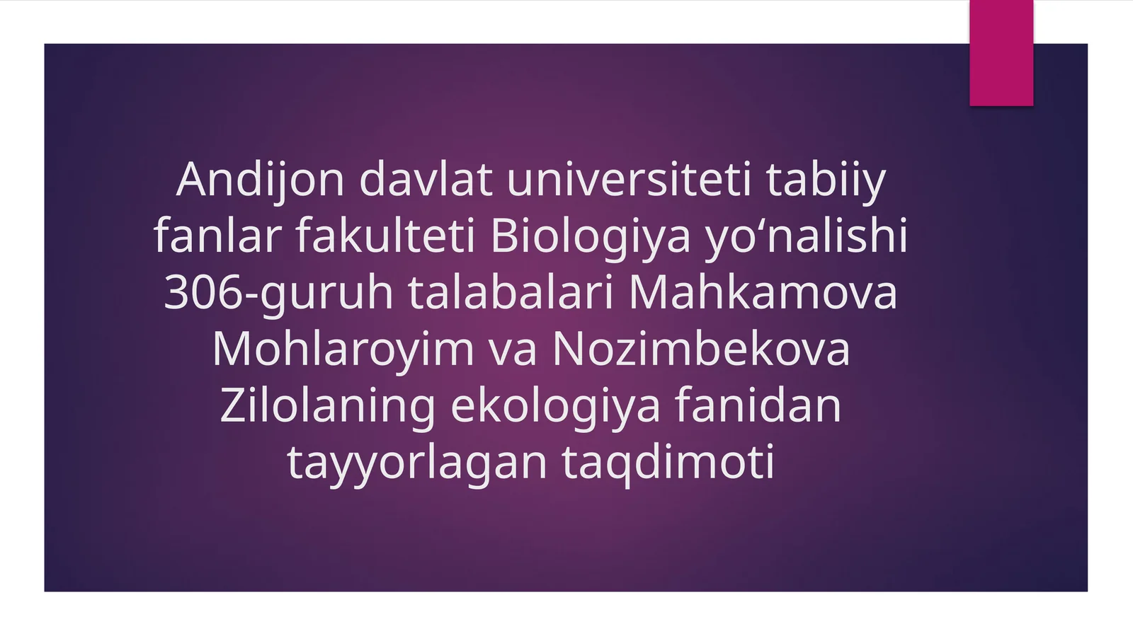 Yashash muhitlari. Suv hayotiy muhitining ekologiyasi va organizmlardagi biologik maromlar