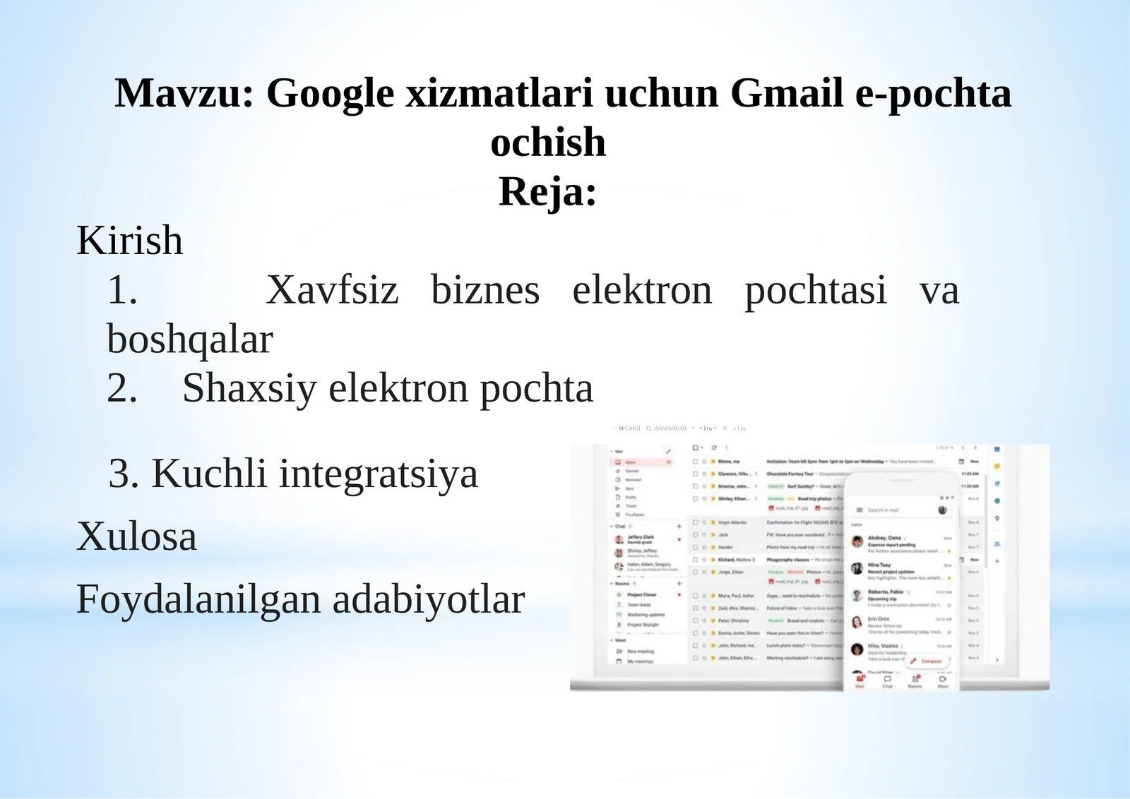 Google xizmatlari uchun Gmail e-pochta ochish