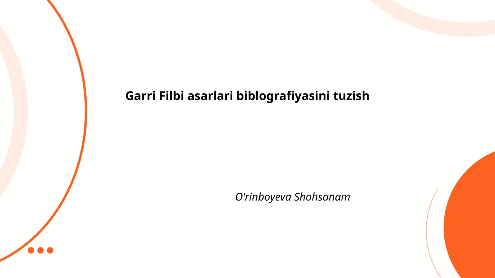 Garri Filbi asarlari biblografiyasini tuzish