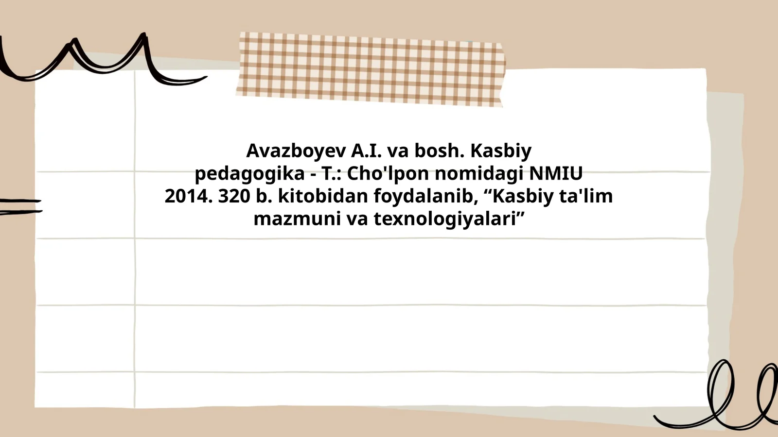 Kasbiy ta'lim mazmuni va texnologiyalari