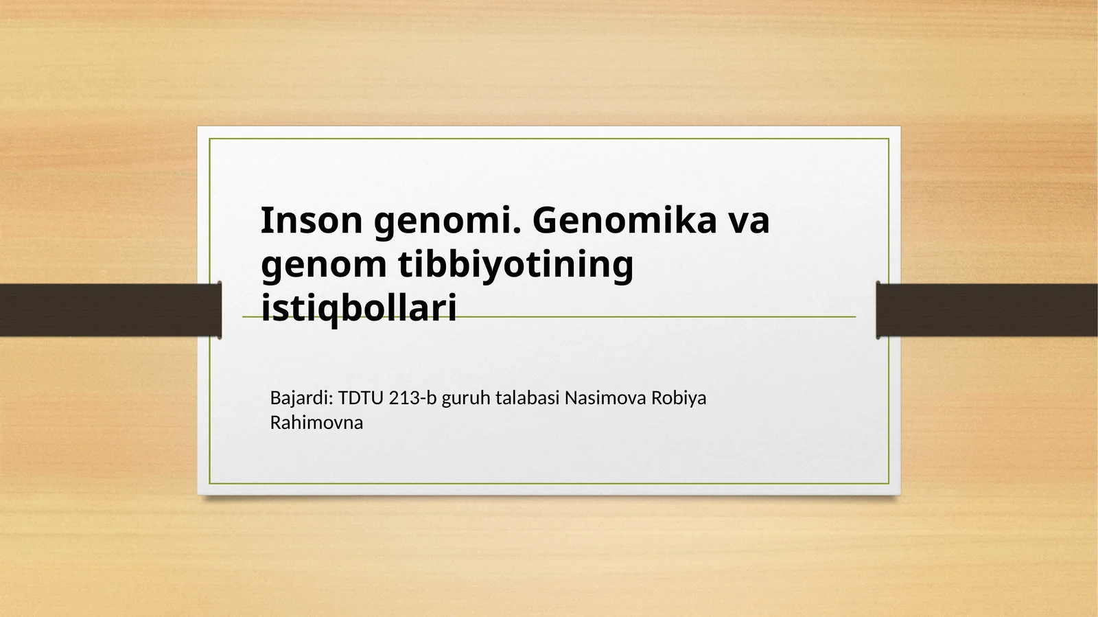 Insongenomi.Genomikavagenomtibbiyotiningistiqbollari