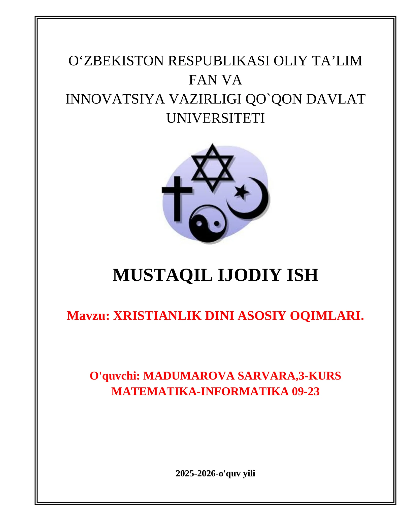 Xristianlik va uning asosiy oqimlari