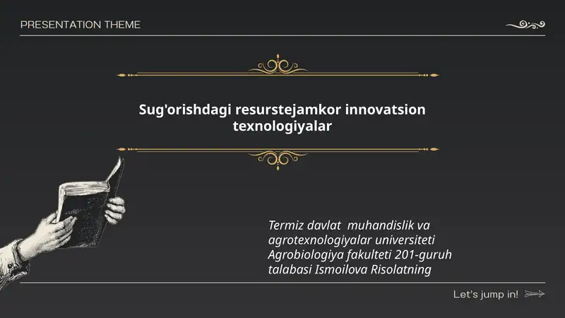 Sug'orishdagi resurstejamkor innovatsion texnologiyalar