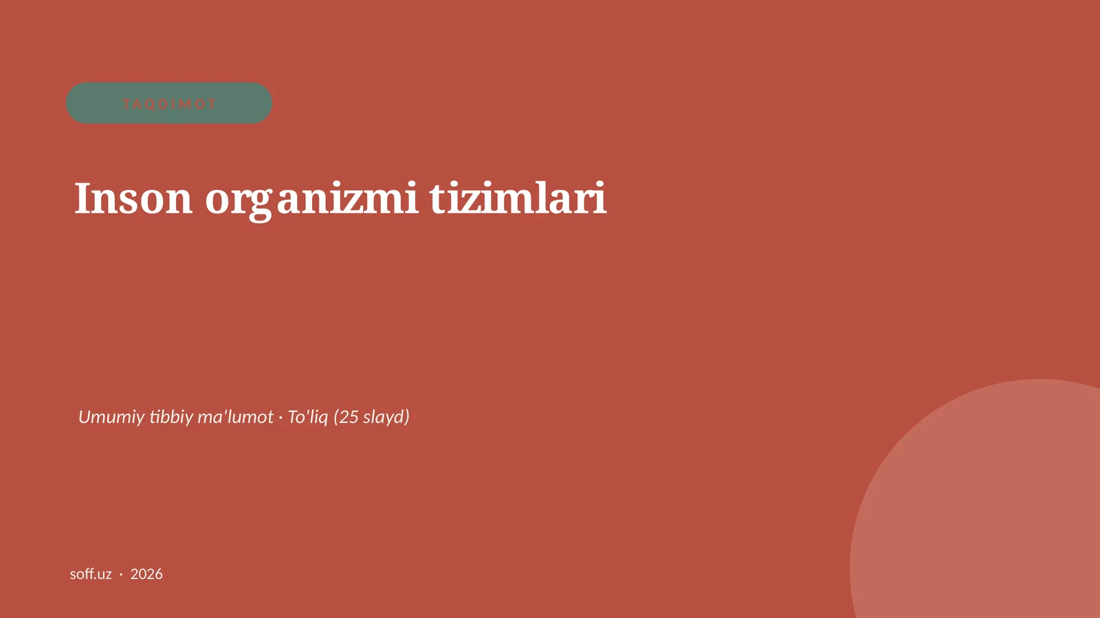 Inson organizmi tizimlari