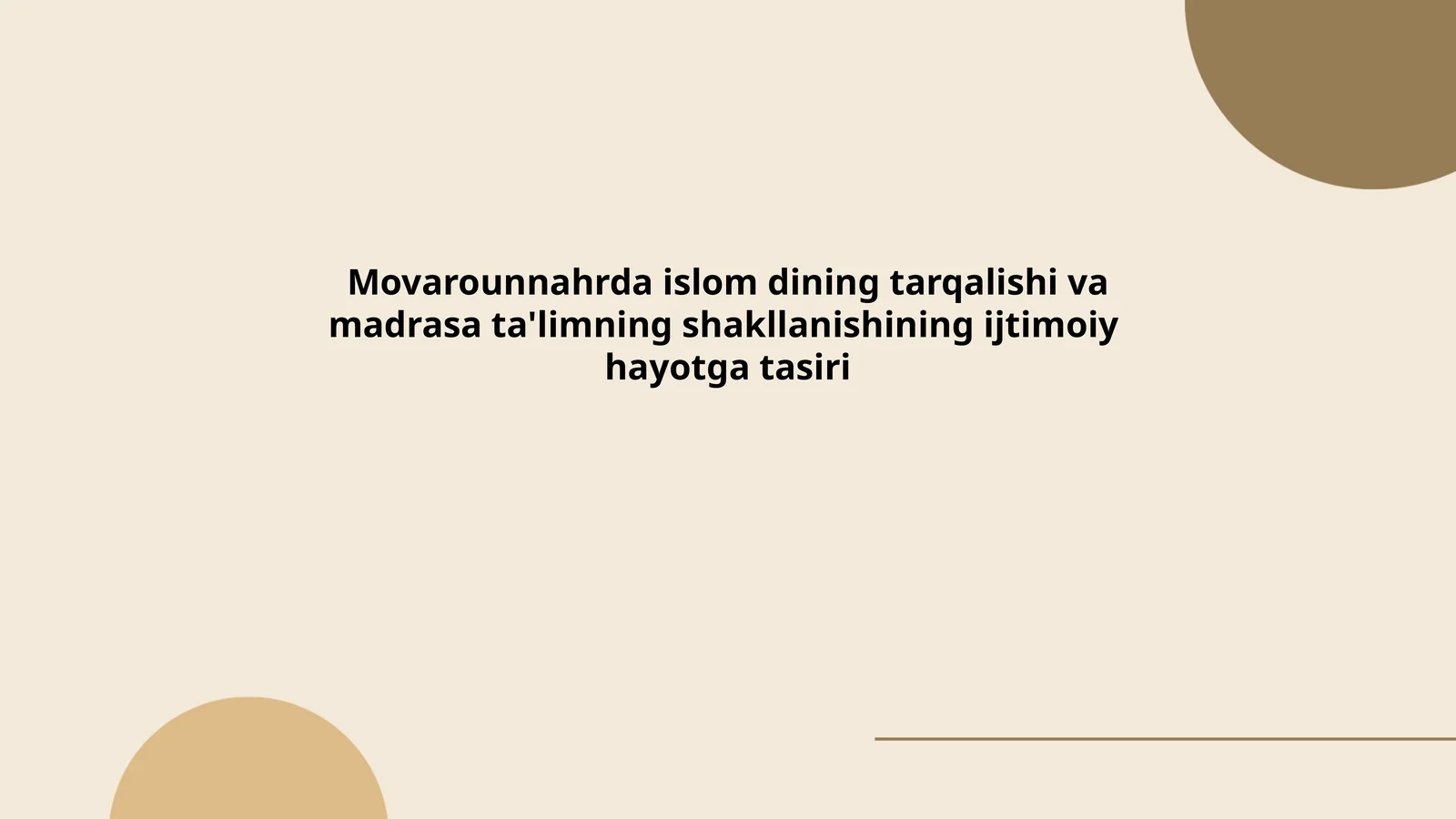Movarounnahrda islom dinining kirib kelishi