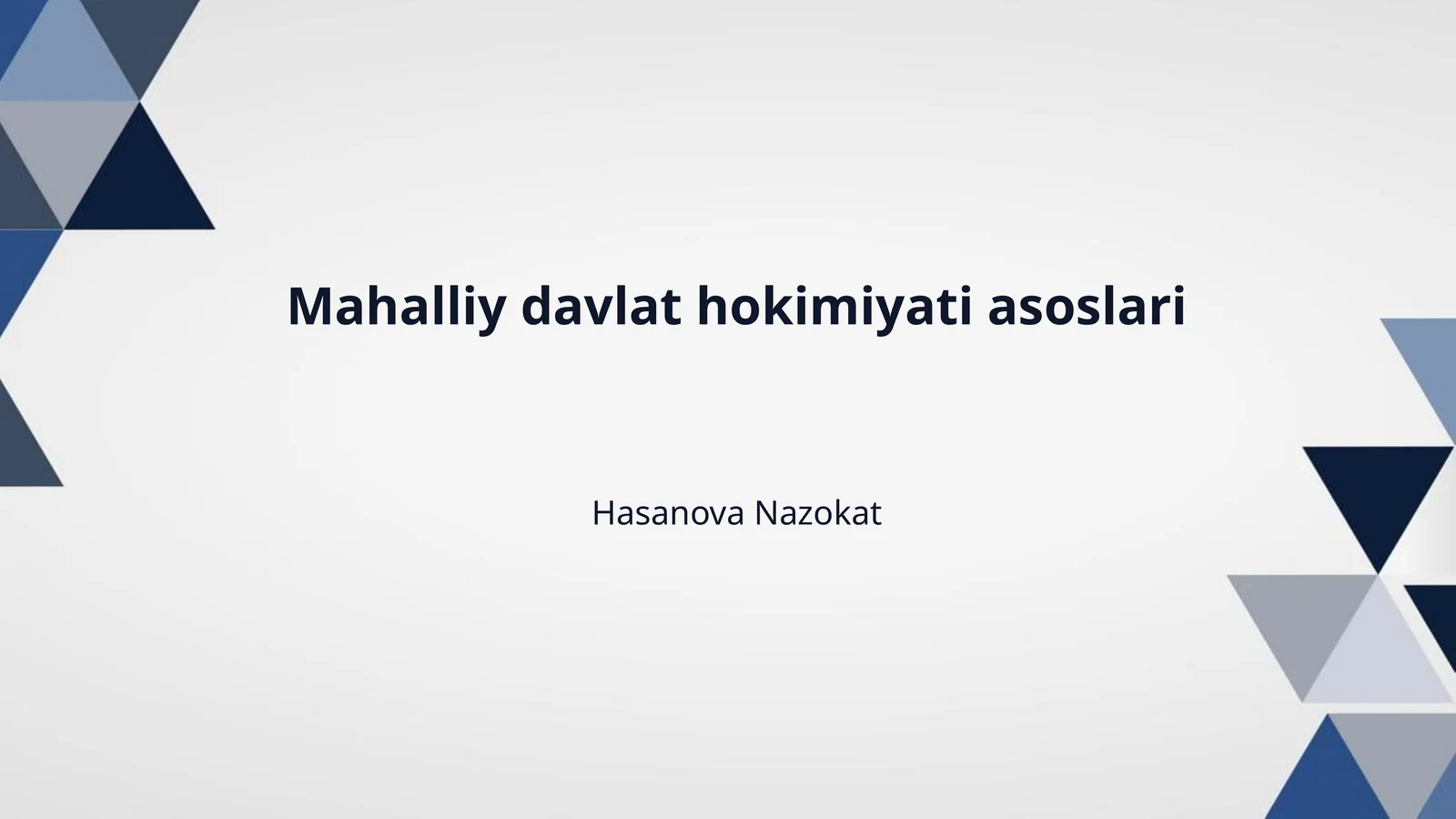 Mahalliy davlat hokimiyati asoslari