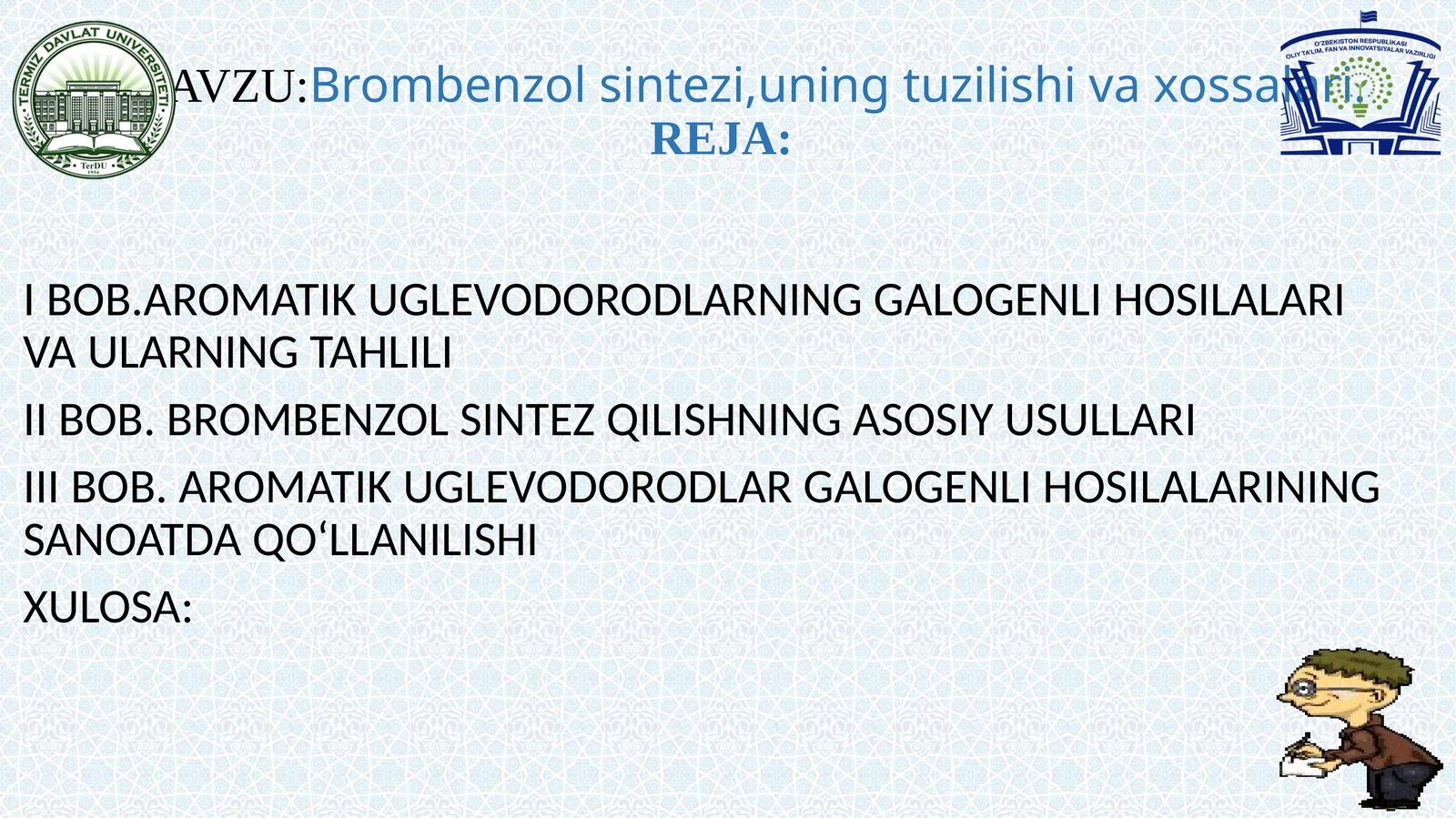 Brombenzol sintezi,uning tuzilishi va xossalari