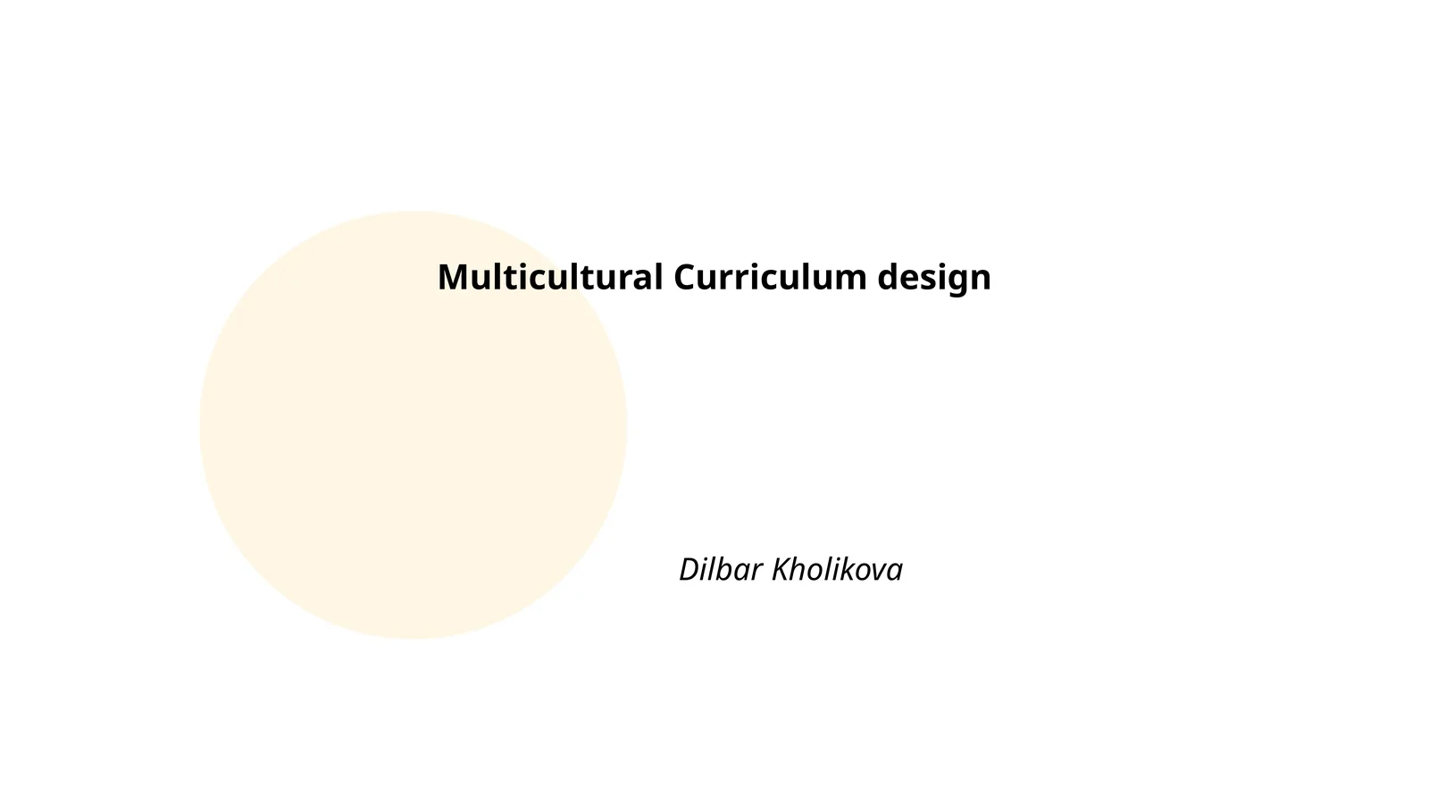 Multicultural Curriculum design