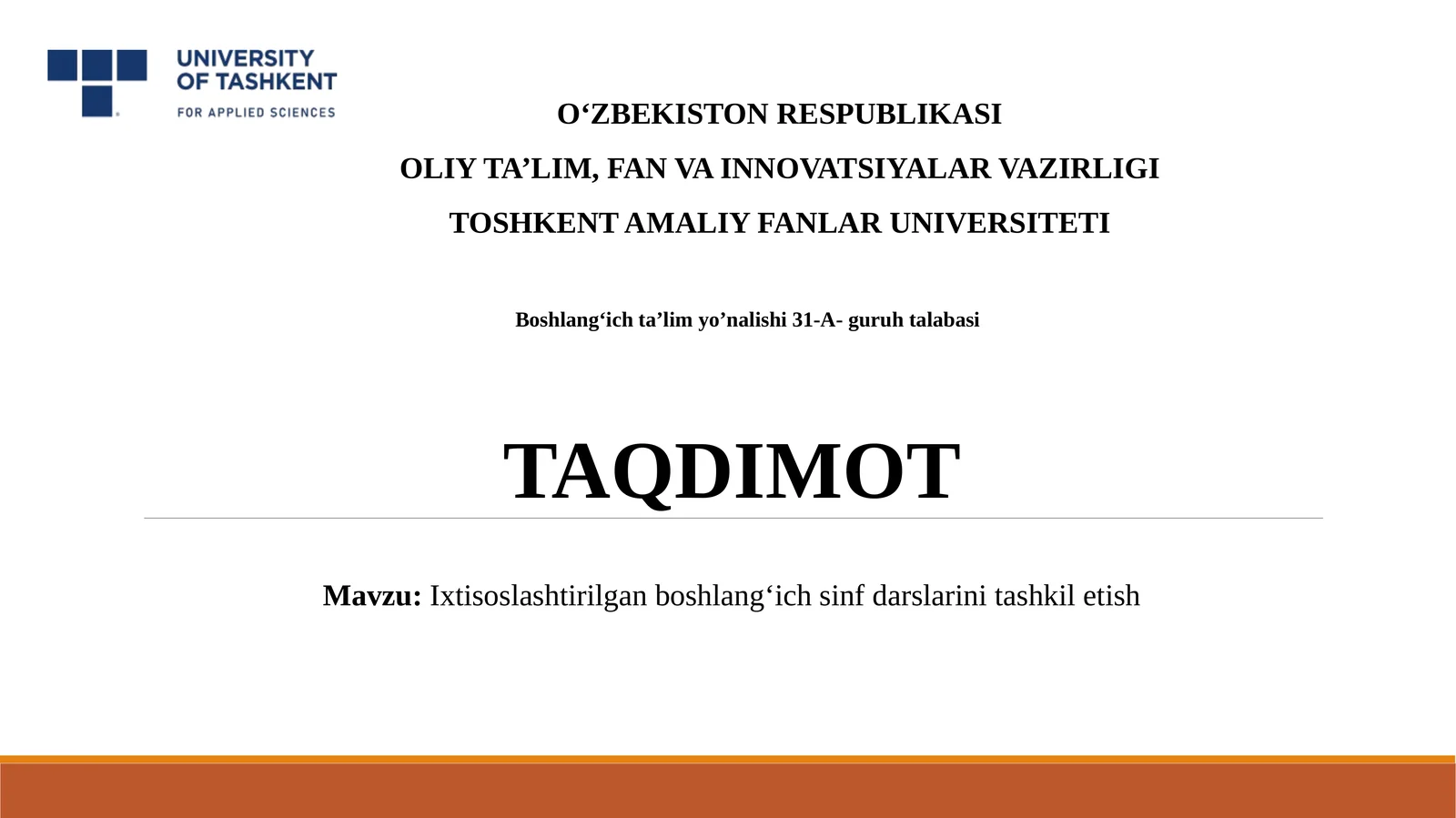 Ixtisoslashtirilgan boshlang‘ich sinf darslarini tashkil etish