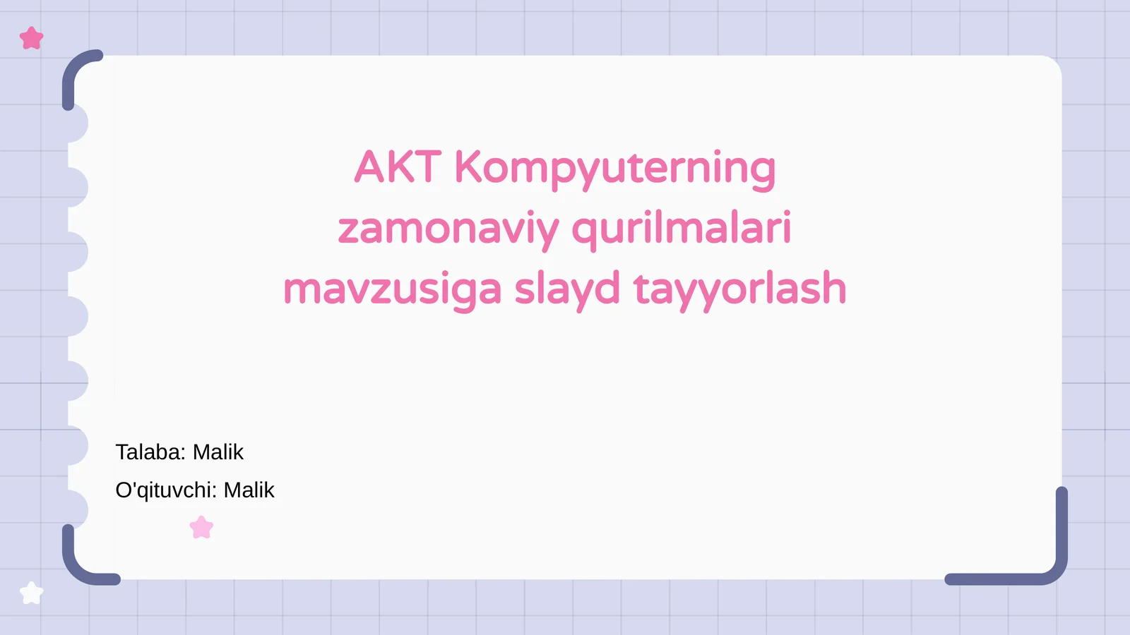 AKT Kompyuterning zamonaviy qurilmalari mavzusiga slayd tayyorlash