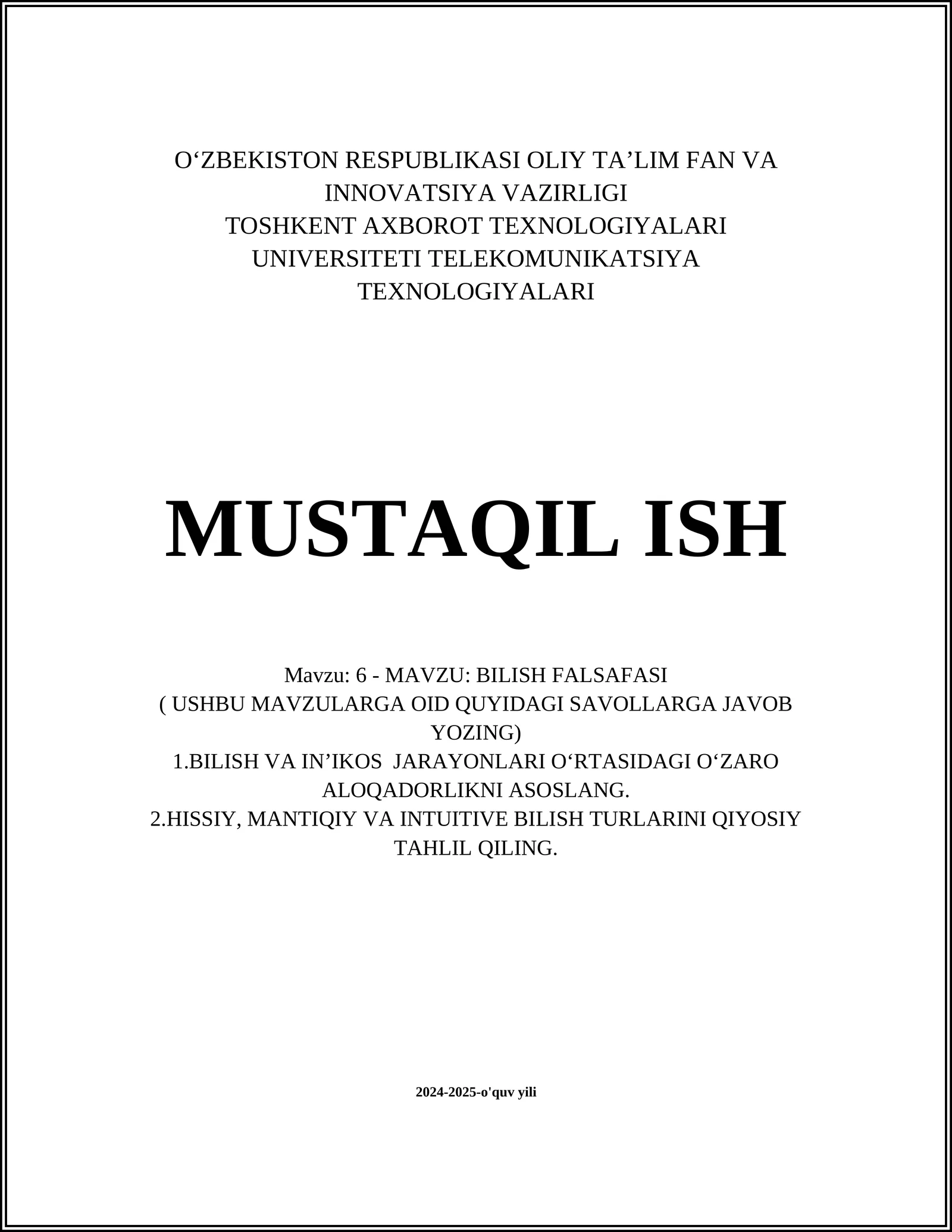 BILISH FALSAFASI
