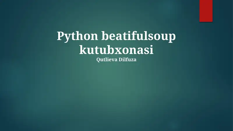 Python beatifulsoup kutubxonasi