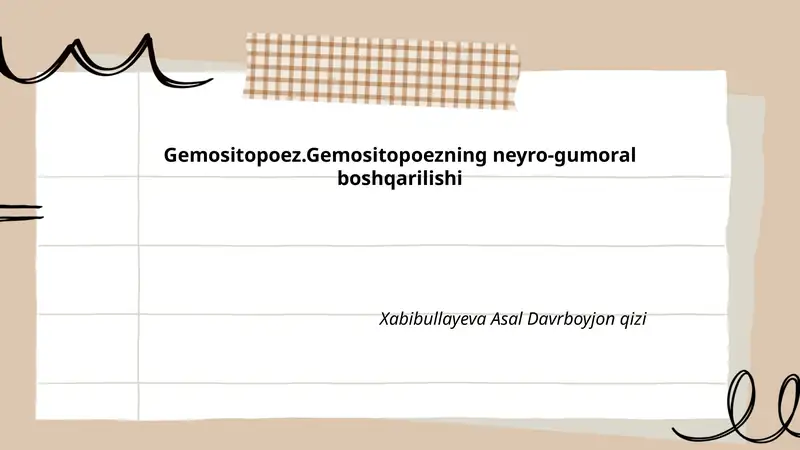 Gemositopoez.Gemositopoezning neyro-gumoral boshqarilishi