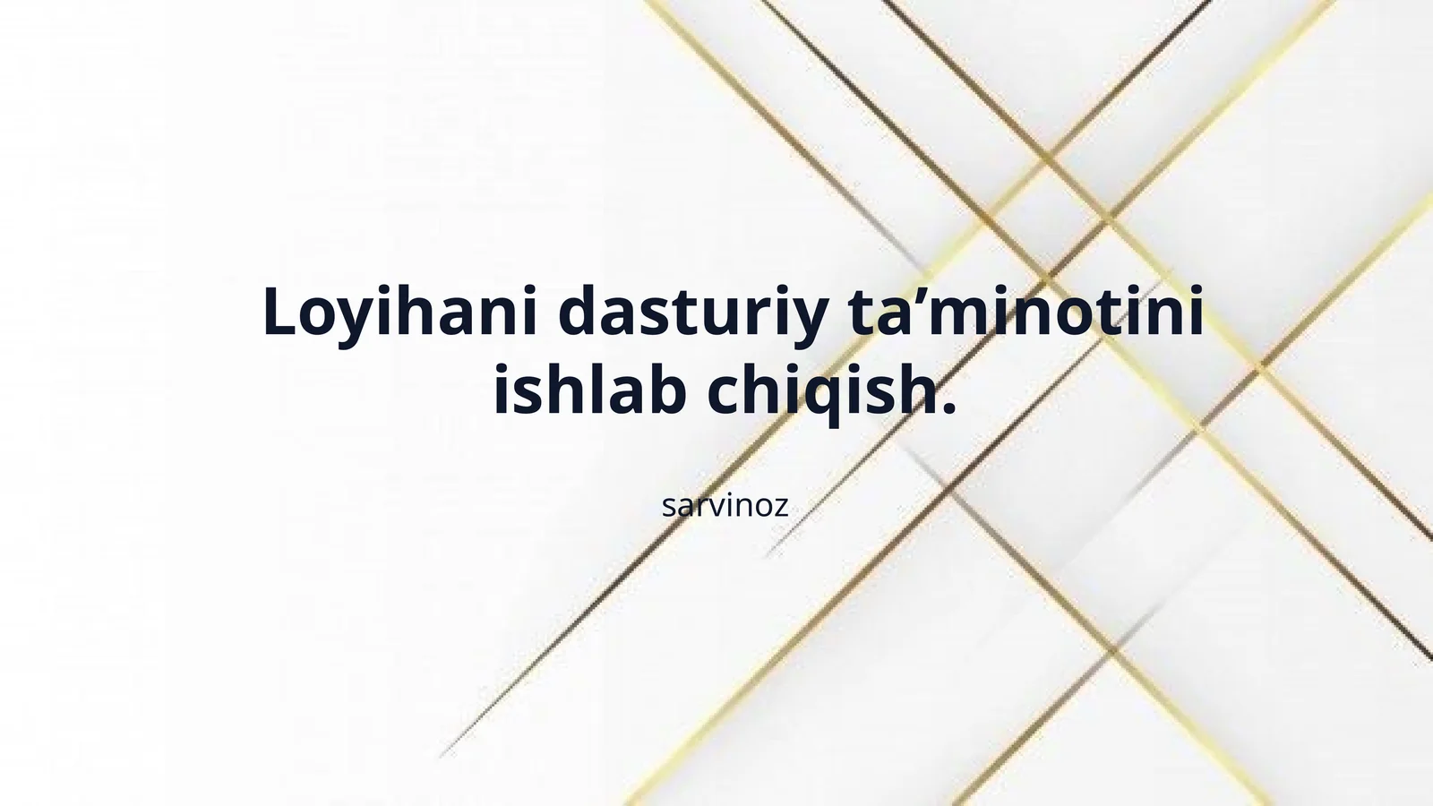 Loyihani dasturiy ta’minotini ishlab chiqish.