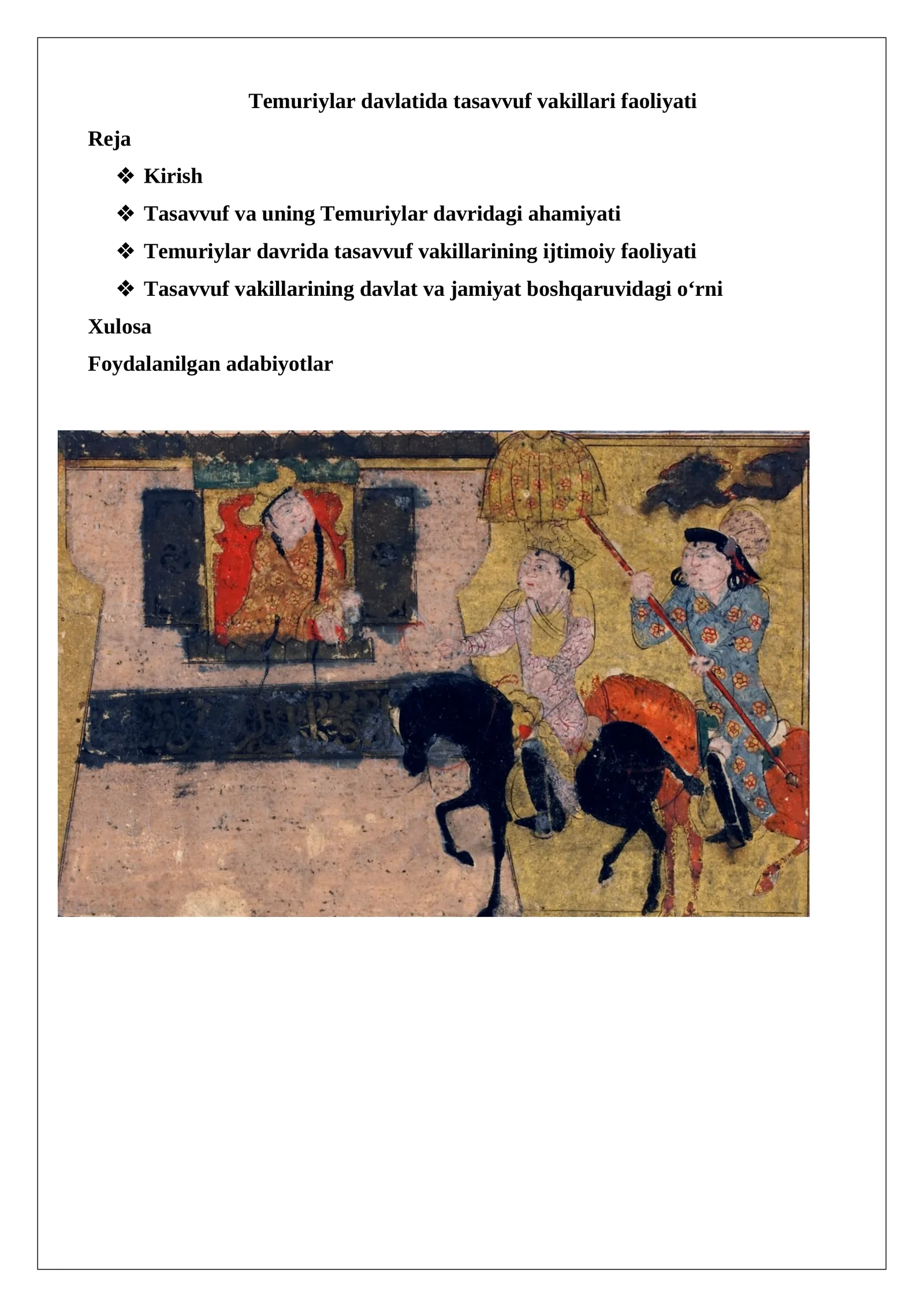 Temuriylar davlatida tasavvuf vakillari faoliyati