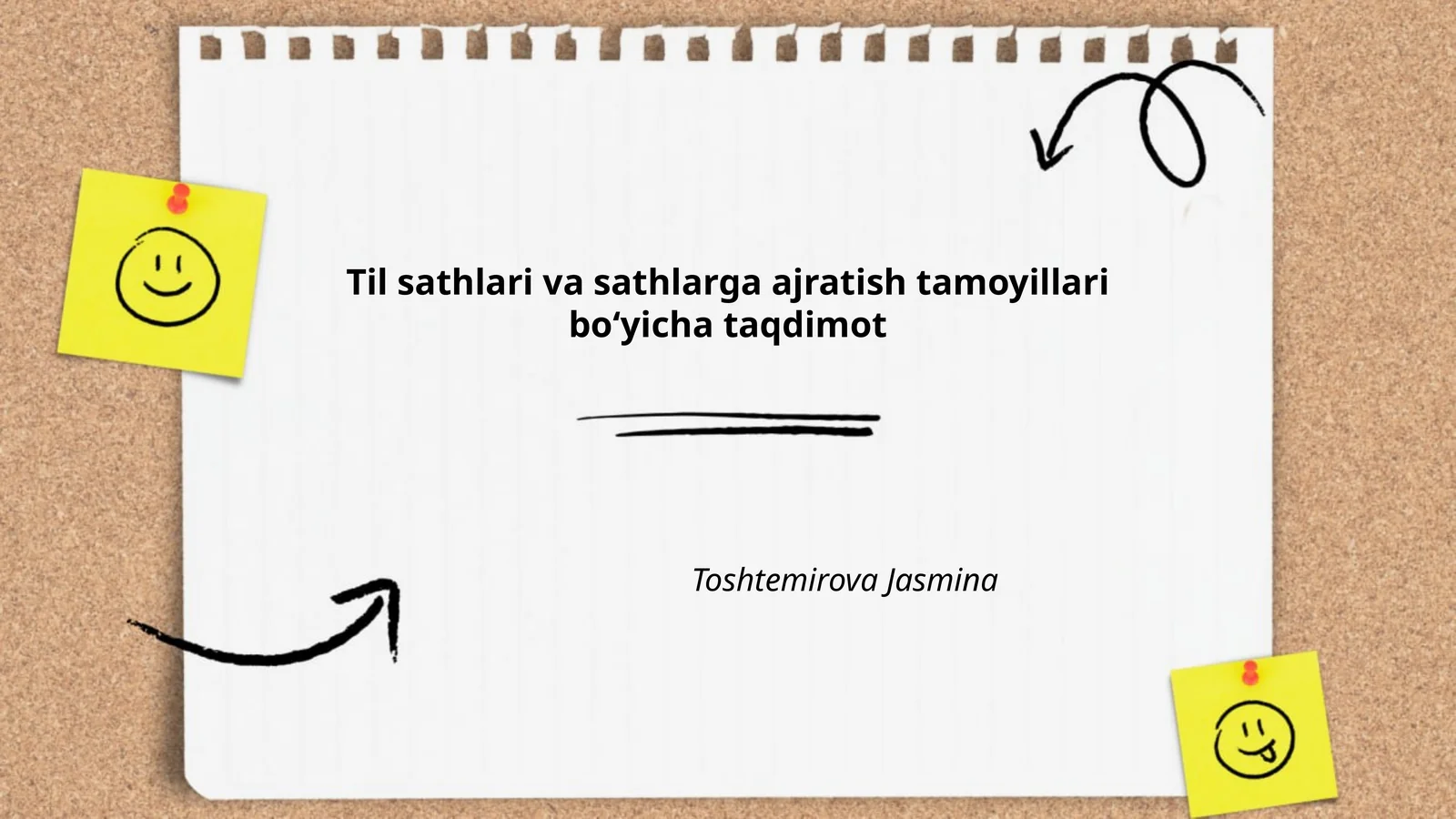 Til sathlari va sathlarga ajratish tamoyillari boʻyicha taqdimot