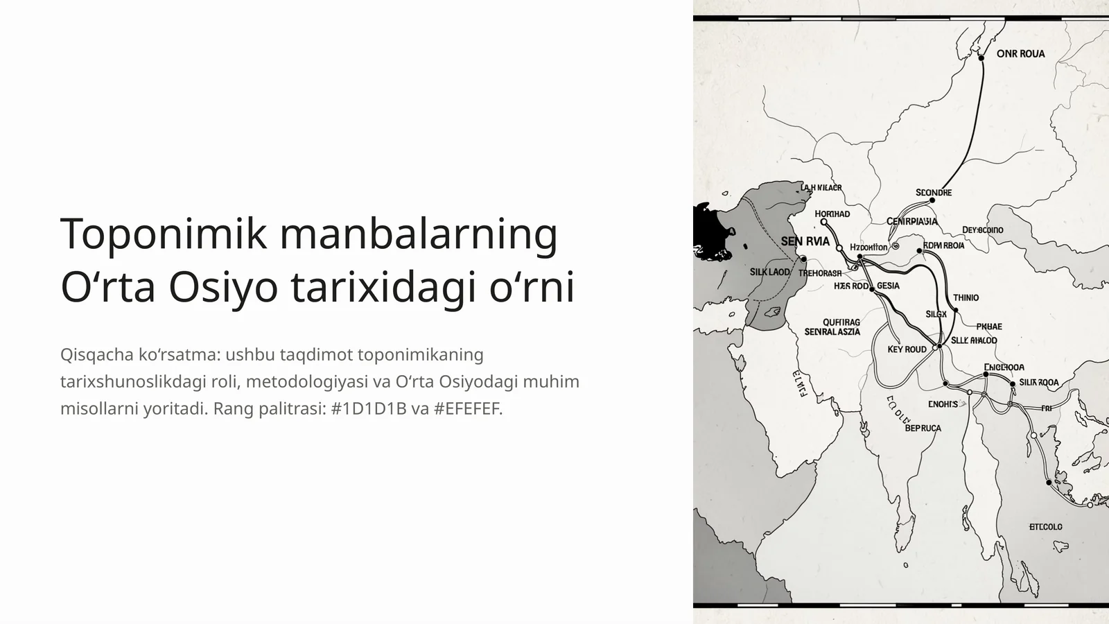 Toponimik manbalarning Oʻrta Osiyo tarixidagi oʻrni