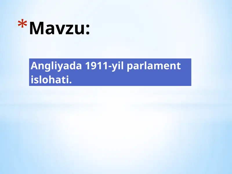 Angliyada 1911-yil parlament islohati