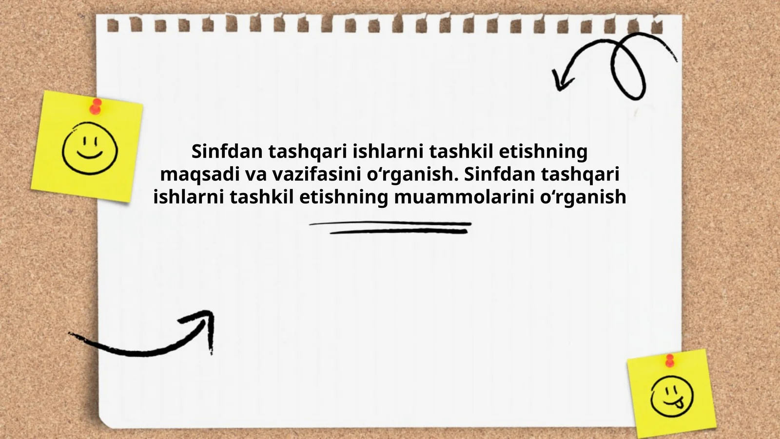 Sinfdan tashqari ishlarni tashkil etishning maqsadi va vazifasini o‘rganish