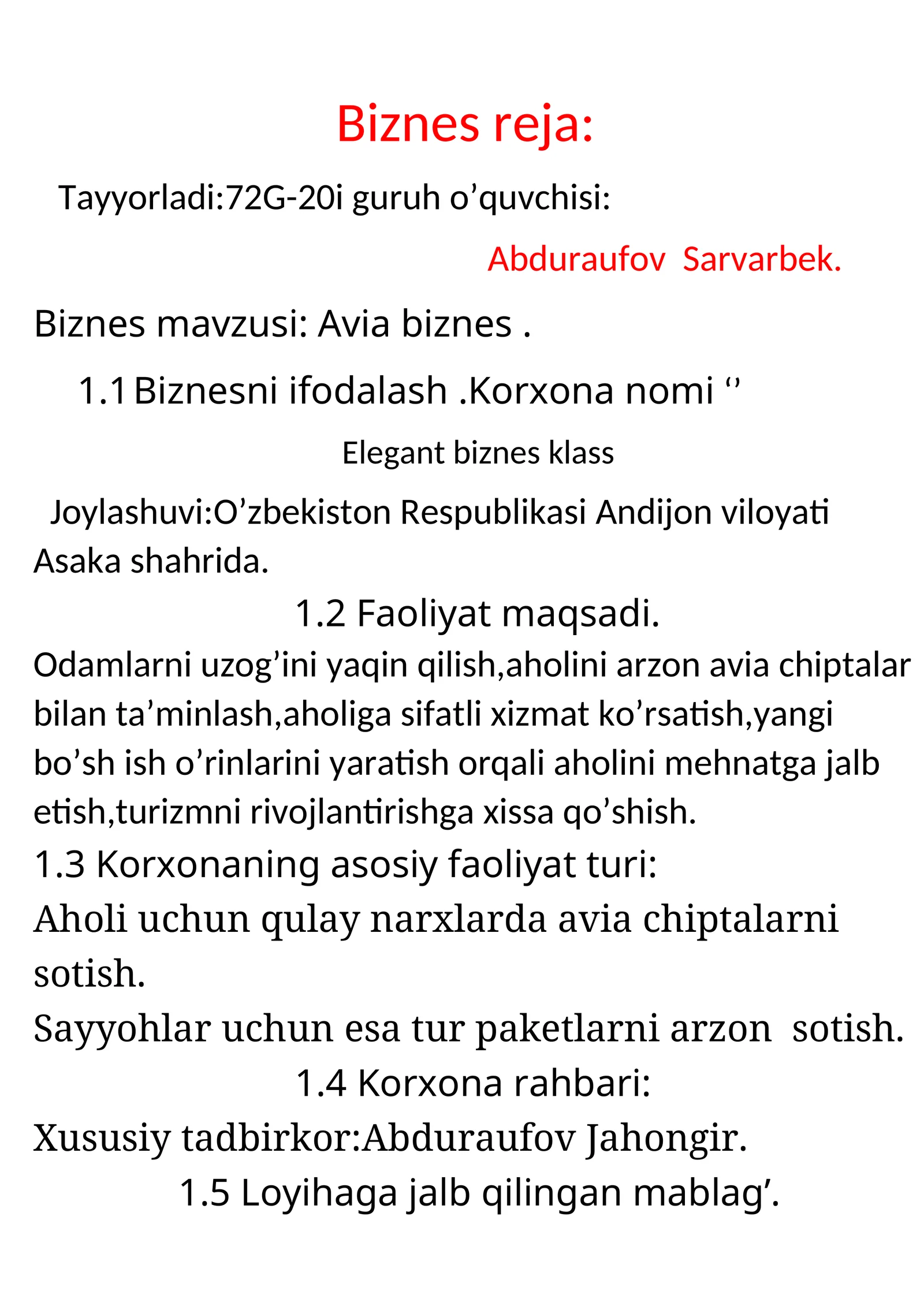 Elegant biznes klass