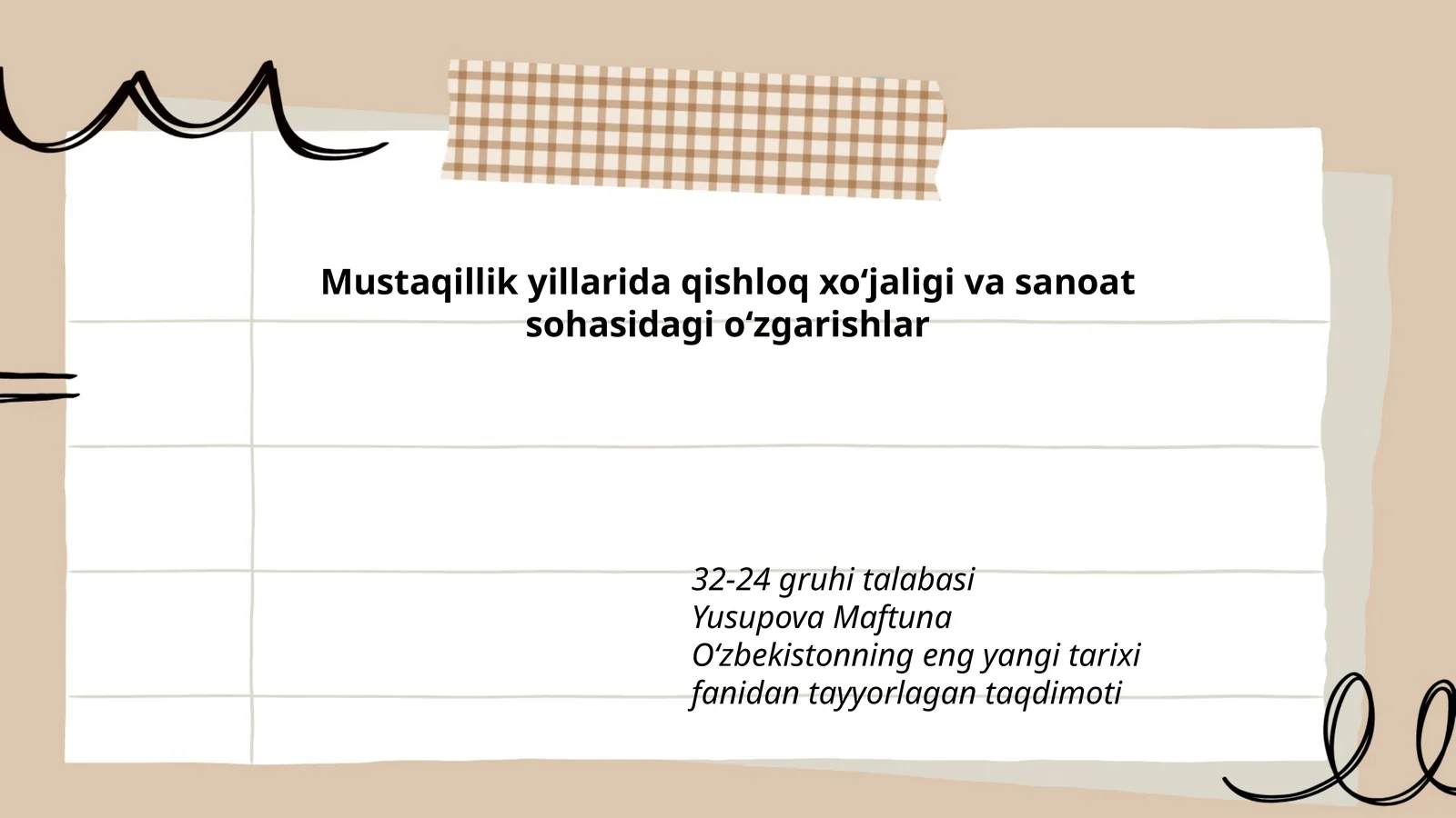 Oʻzbekistonning eng yangi tarixi fanidan tayyorlagan taqdimoti