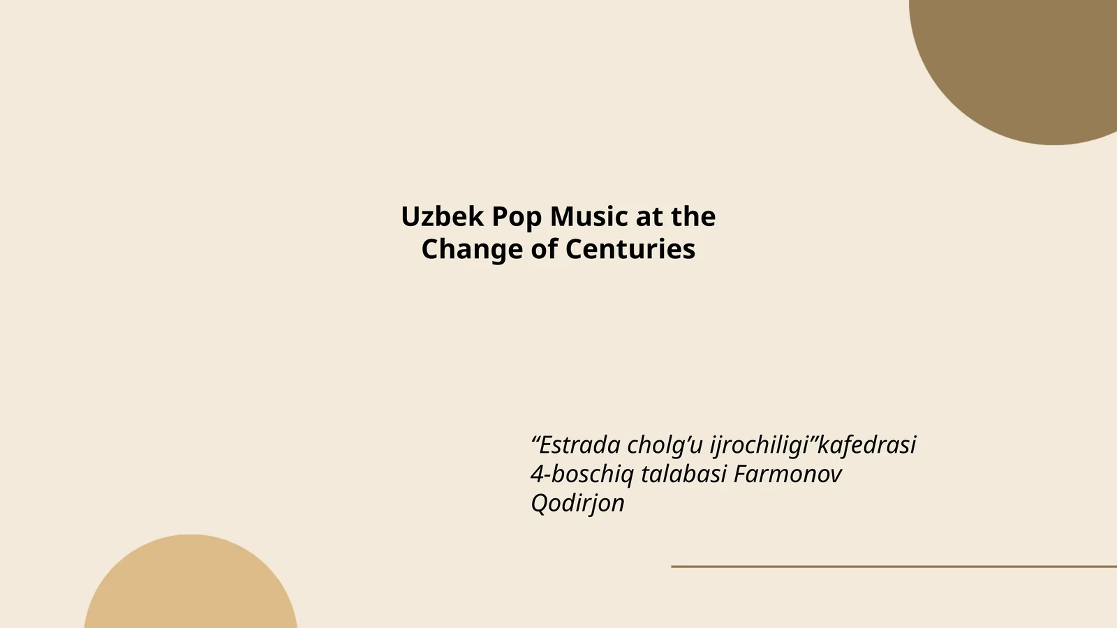 Uzbek Pop Music at the Change of Centuries