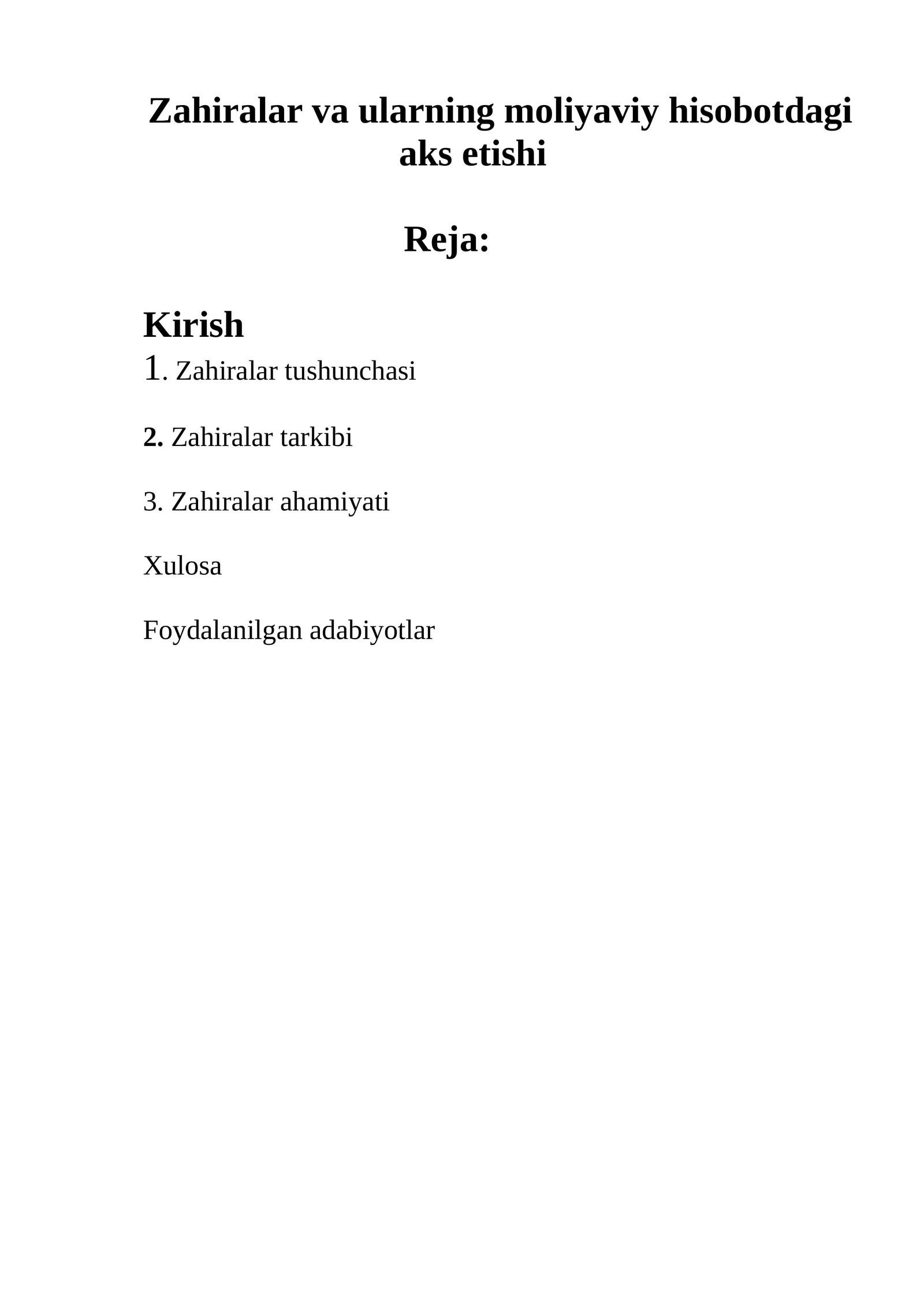 Zahiralarga moliyaviy hisobkitob jarayoni