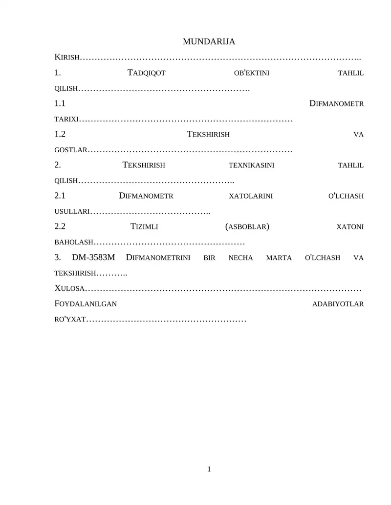 Difmanometrlarning o'lchash sxemalari tahlili