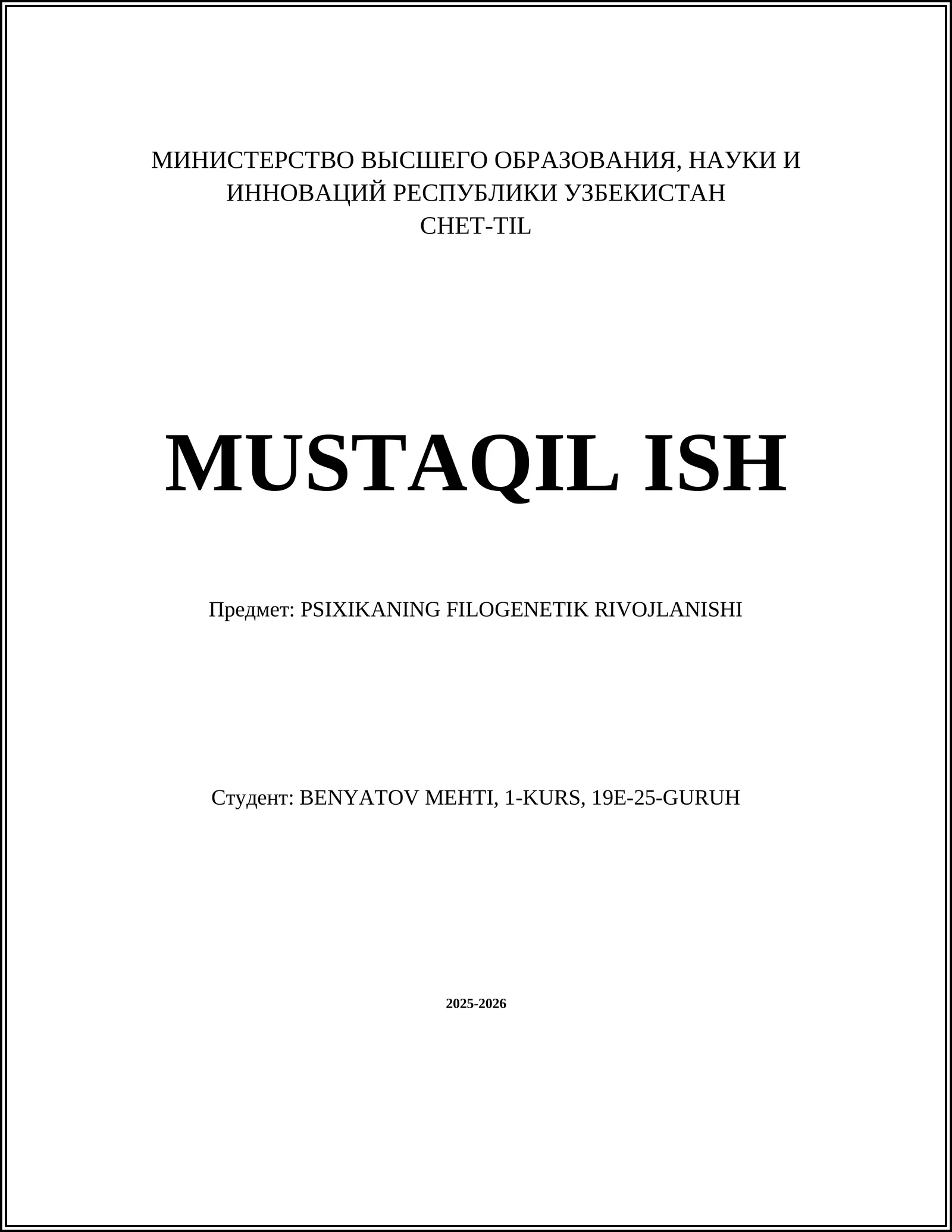 PSIXIKANING FILOGENETIK RIVOJLANISHI