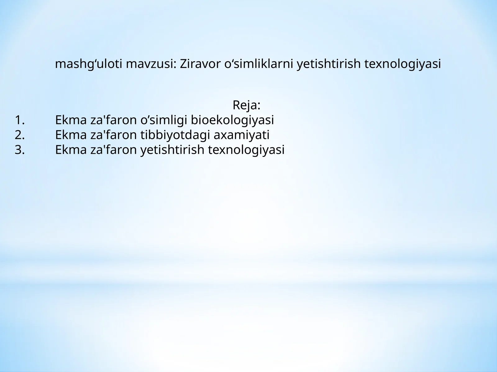 Ekma za'faron o‘simligi bioekologiyasi