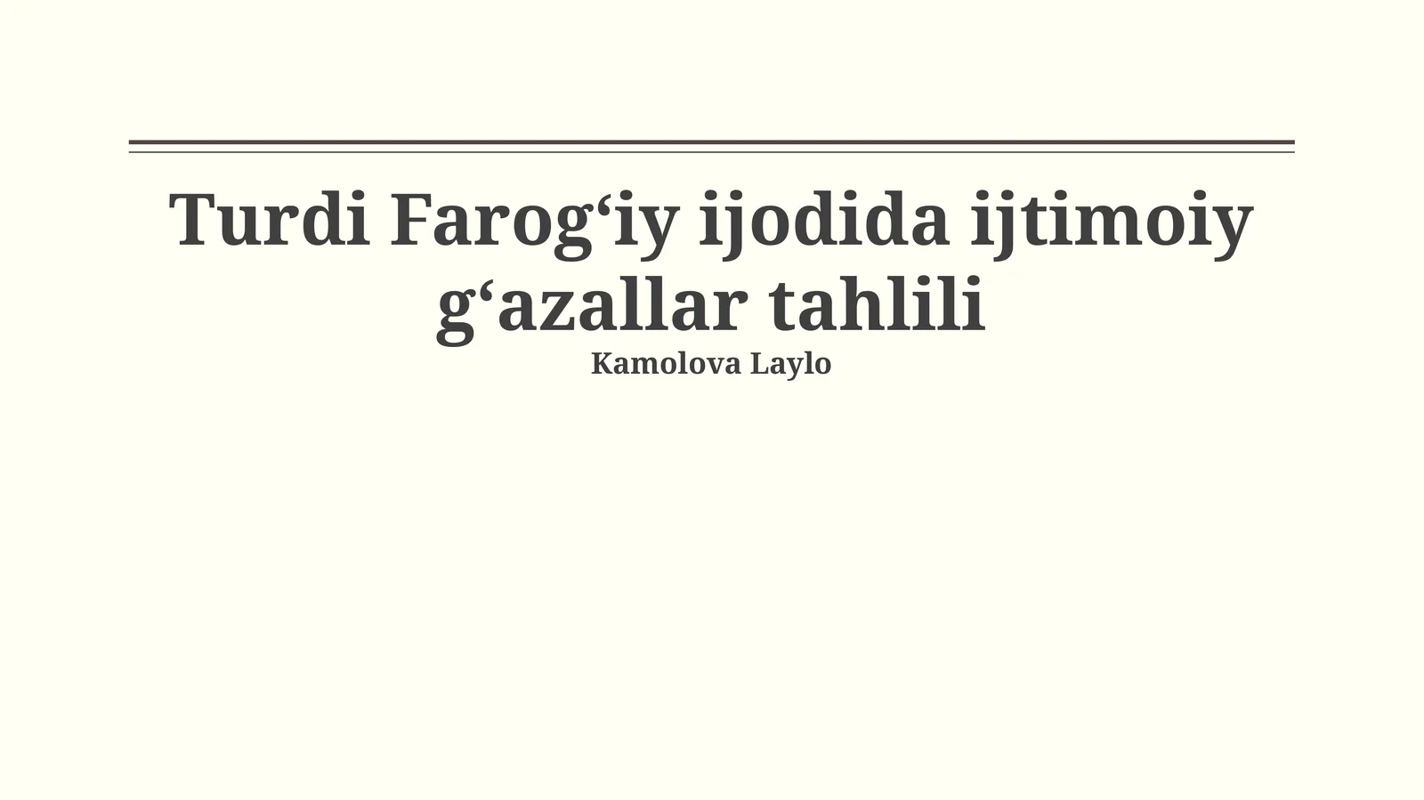 Turdi Farogʻiy ijodida ijtimoiy gʻazallar tahlili