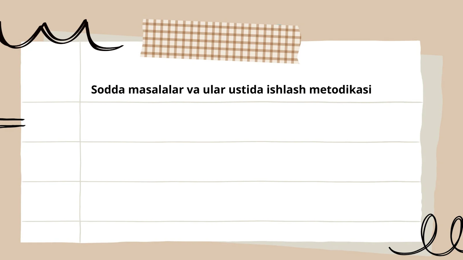 Sodda masalalar va ular ustida ishlash metodikasi