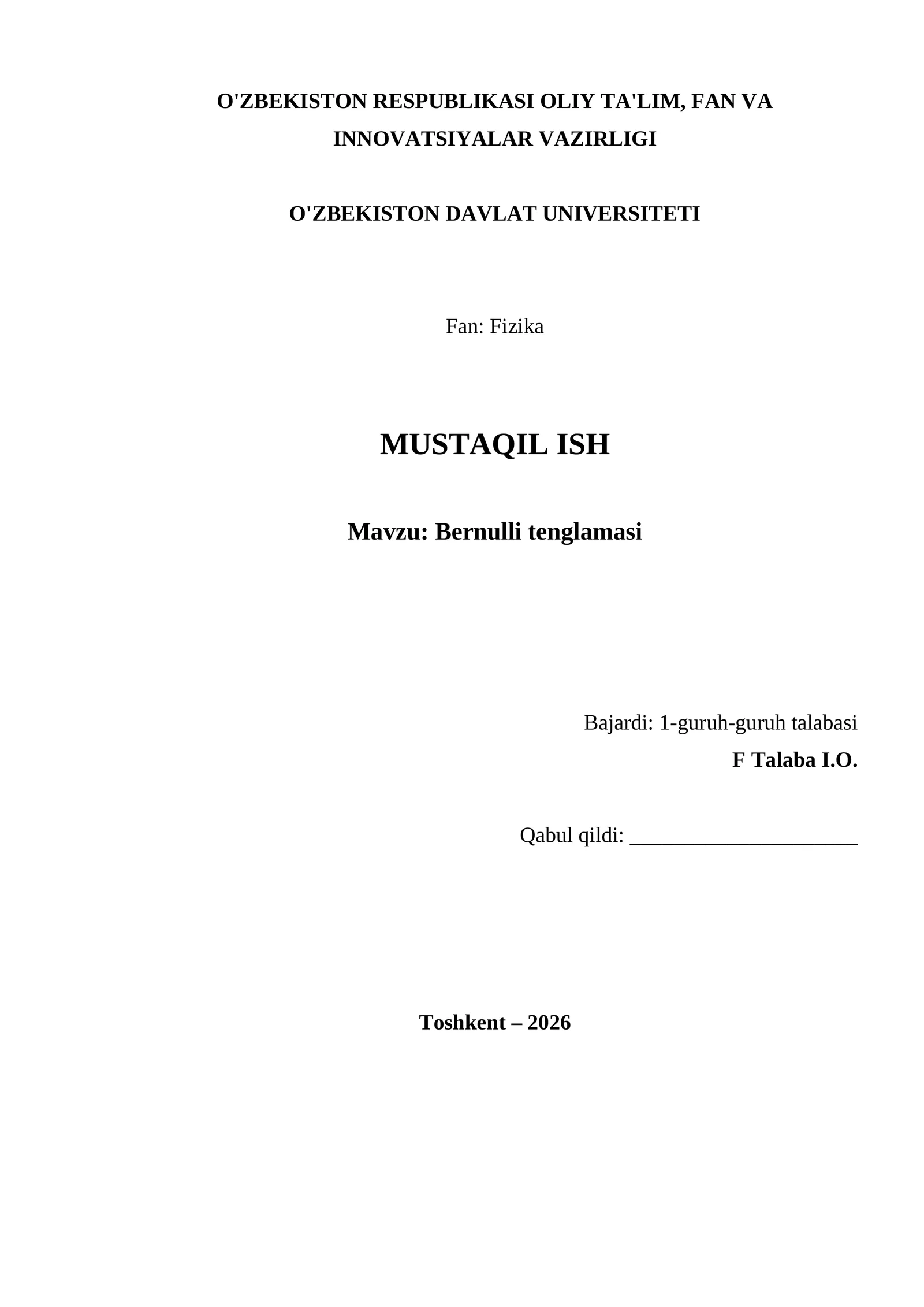 Bernulli tenglamasi