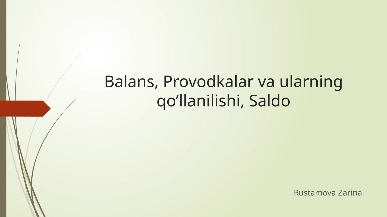 Balans, Provodkalar va ularning qo’llanilishi, Saldo