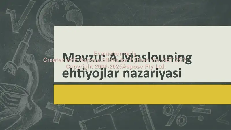 A.Maslouning Ehtiyojlar Nazariyasi