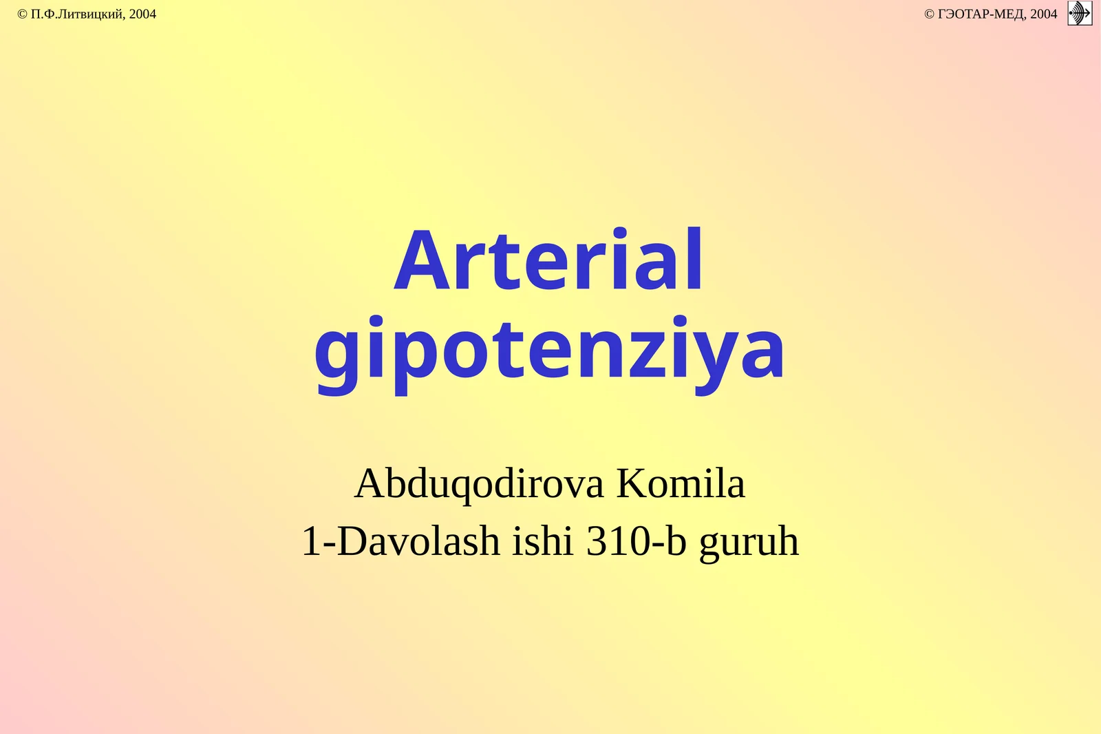 Arterialgipotenziya
