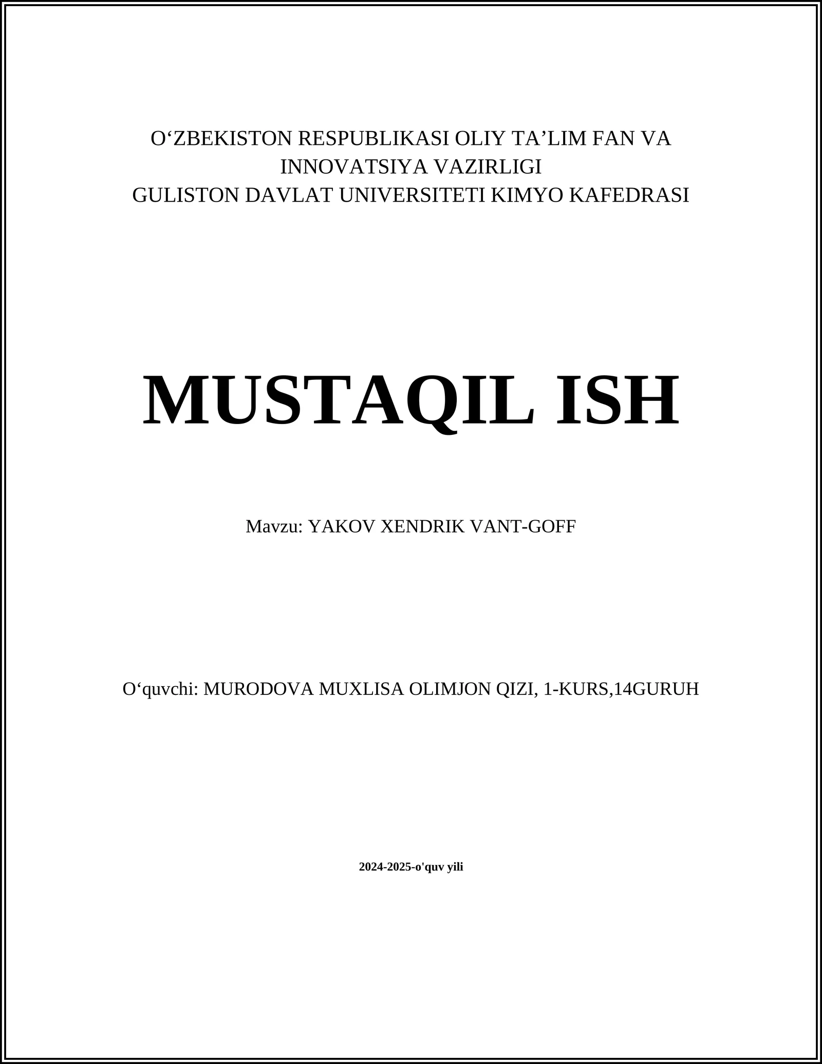 Yakov Xendrik Vant-Goff